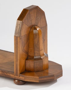 Art Deco period Walnut Flower inlayed Bookrest / Bookend