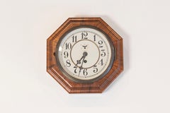 Art Deco Period Walnut Octagonal Shaped Wall Clock by Junghans circa 1920