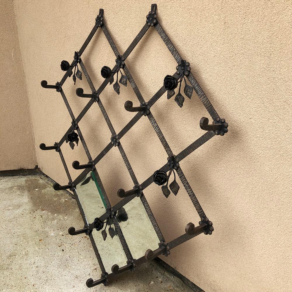 French Art Deco Period Wrought Iron Hanging Hall Tree