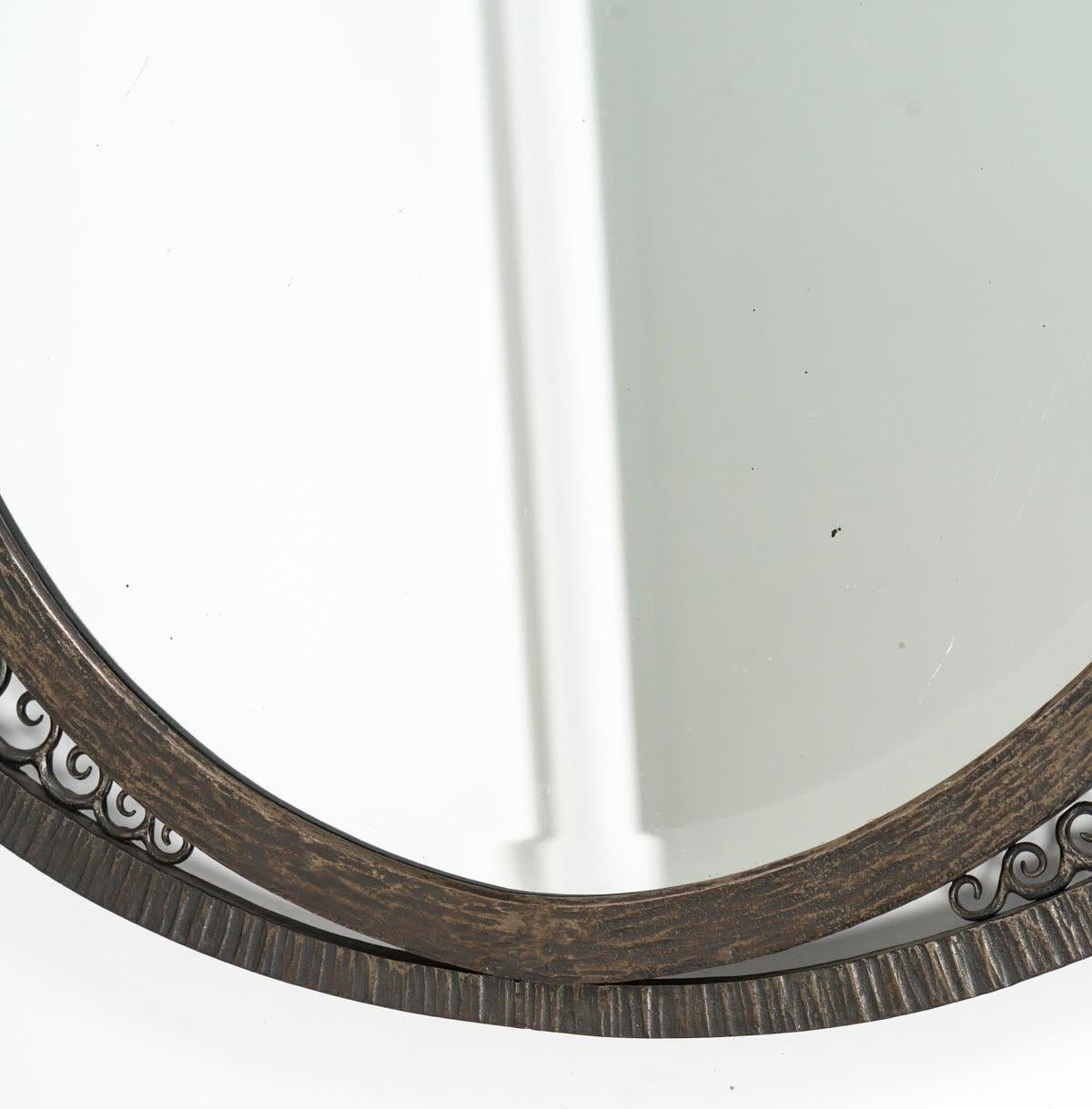 Art Deco Period Wrought Iron Mirror, 1930, Bevelled Mirror. In Good Condition For Sale In Saint-Ouen, FR