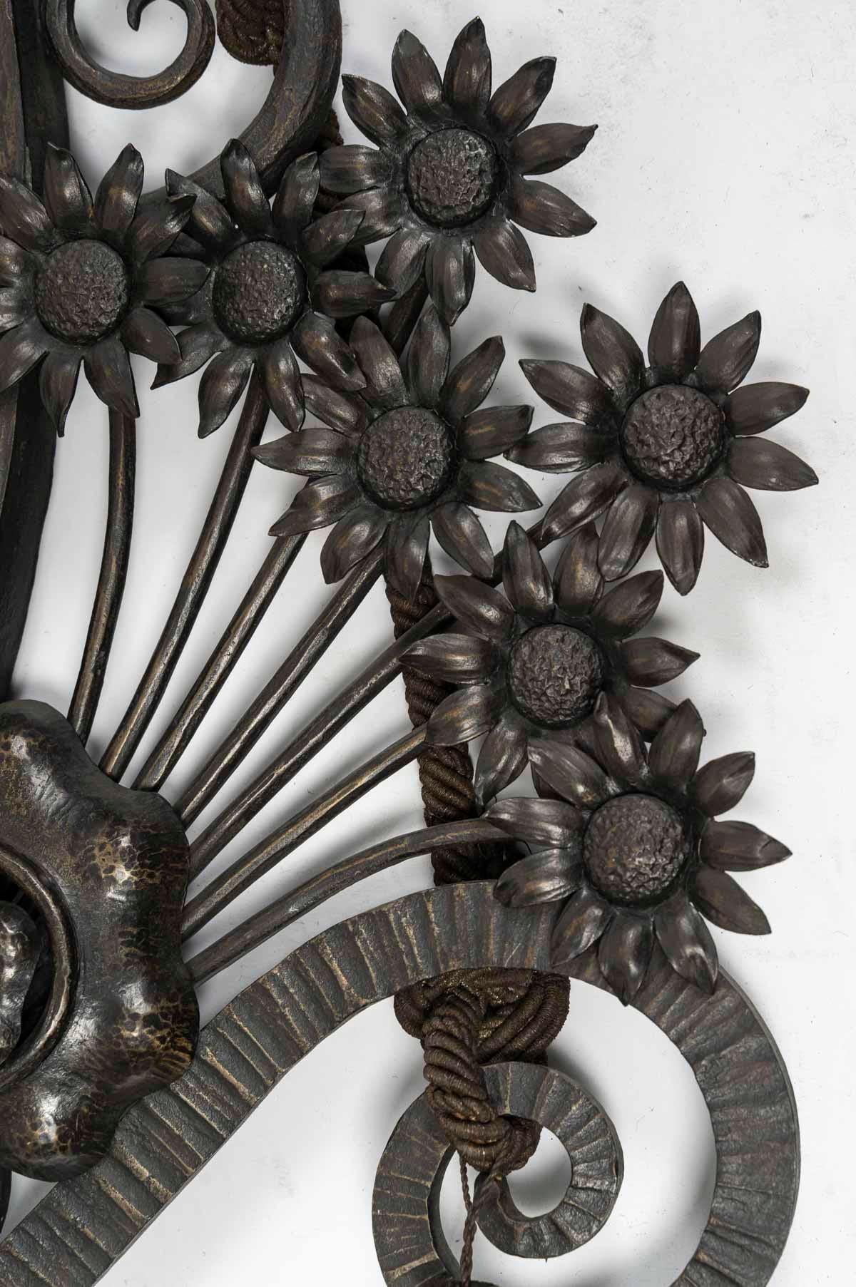 Art Deco Period Wrought Iron Mirror, 1930, Bevelled Mirror. For Sale 2