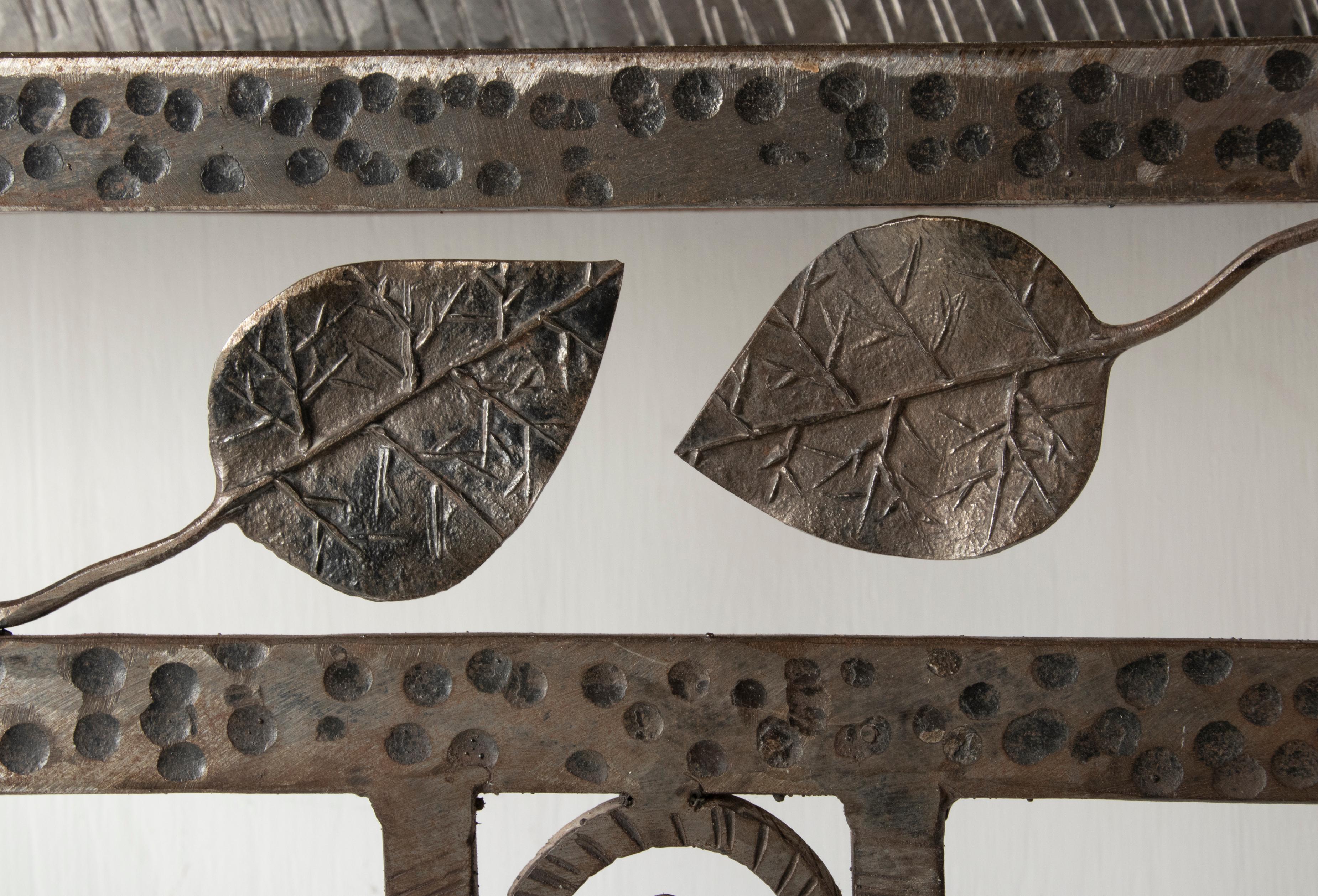 Schmiedeeisen-Wandspiegel mit Marmorkonsole aus der Art-Déco-Periode, Strens im Angebot 6
