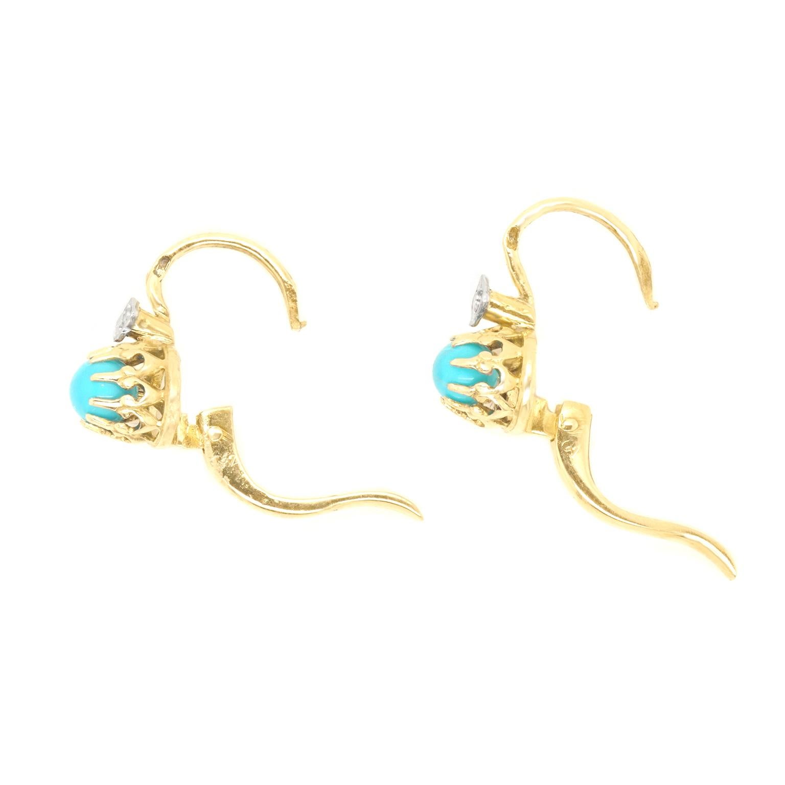 Art Deco Persian Turquoise and Diamond Earrings 2