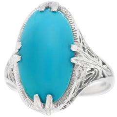 Art Deco Persian Turquoise Set Gold Ring