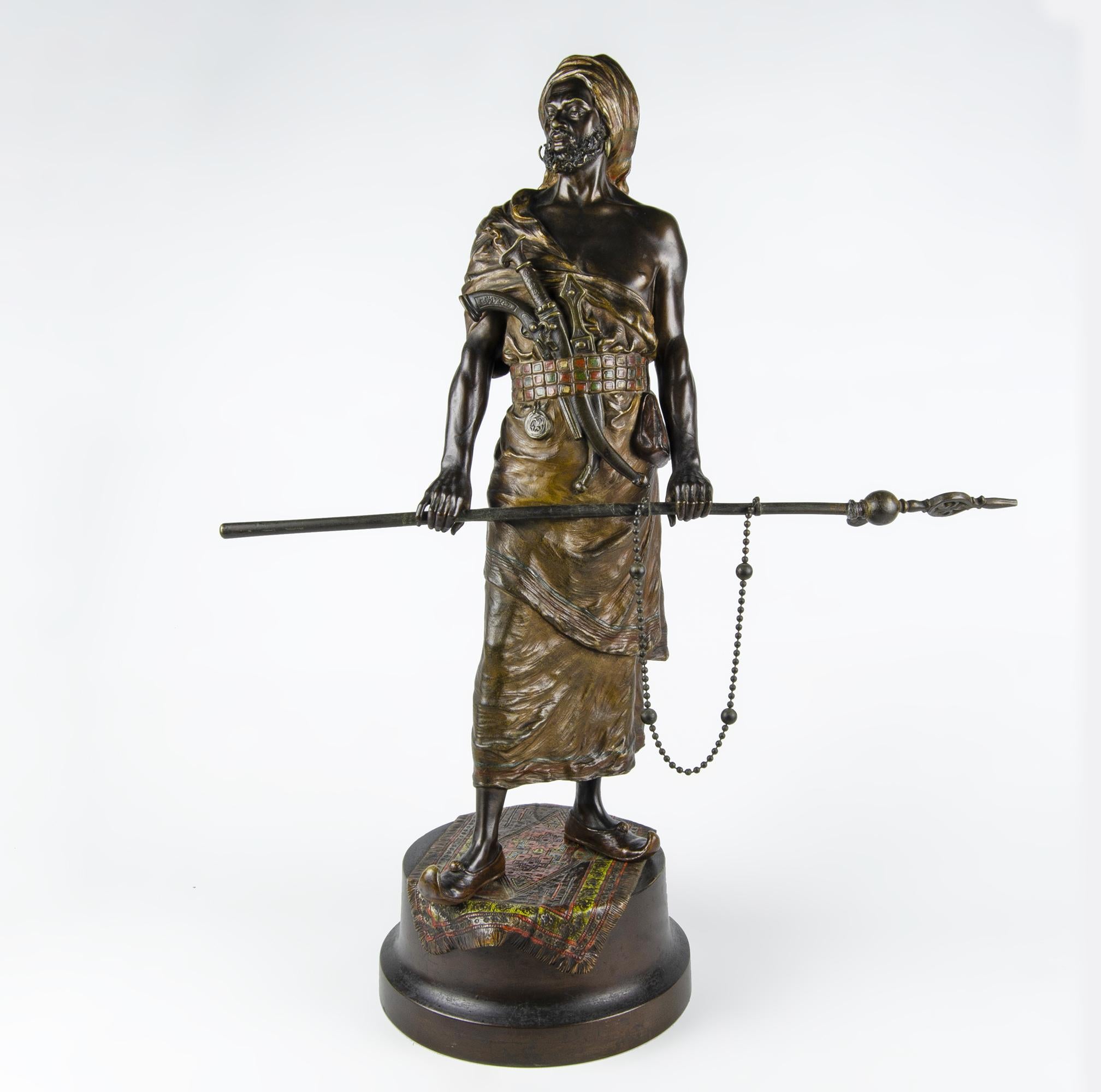 Scultura in bronzo dipinta a freddo del 1920 Art Déco del guerriero persiano di Franz Bergmann, Austria

A cura di: Franz Bergmann, Nam Greb
Materiale: bronzo, rame, stagno, metallo, vernice
Tecnica: fuso, modellato, patinato, lucidato, lavorato in