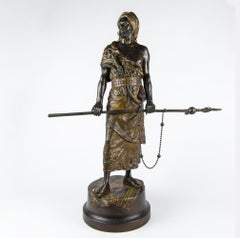 Art Déco Persischer Krieger Skulptur aus Bronze, kalt bemalt, von F. Bergmann, Österreich
