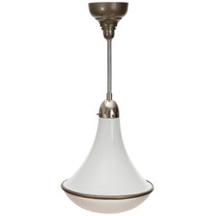 Lustre Art Déco Peter Behrens, en verre opale et nickel, Allemagne, 1910