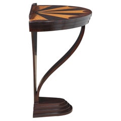 Art Deco Petite Teak and Rosewood Demi-Lune Console Table