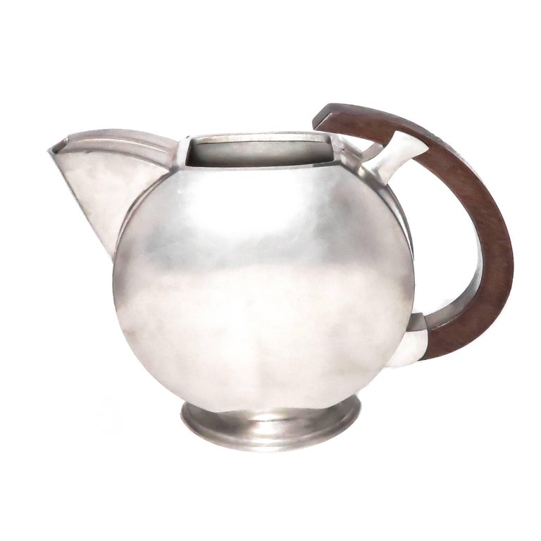 Art Deco Pewter and Wood Tea Set Zeister Holland at 1stDibs zeister