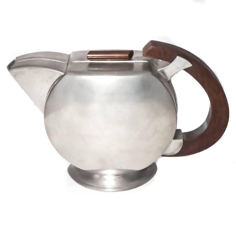 Art Deco Pewter and Wood Tea Set Zeister Holland at 1stDibs zeister