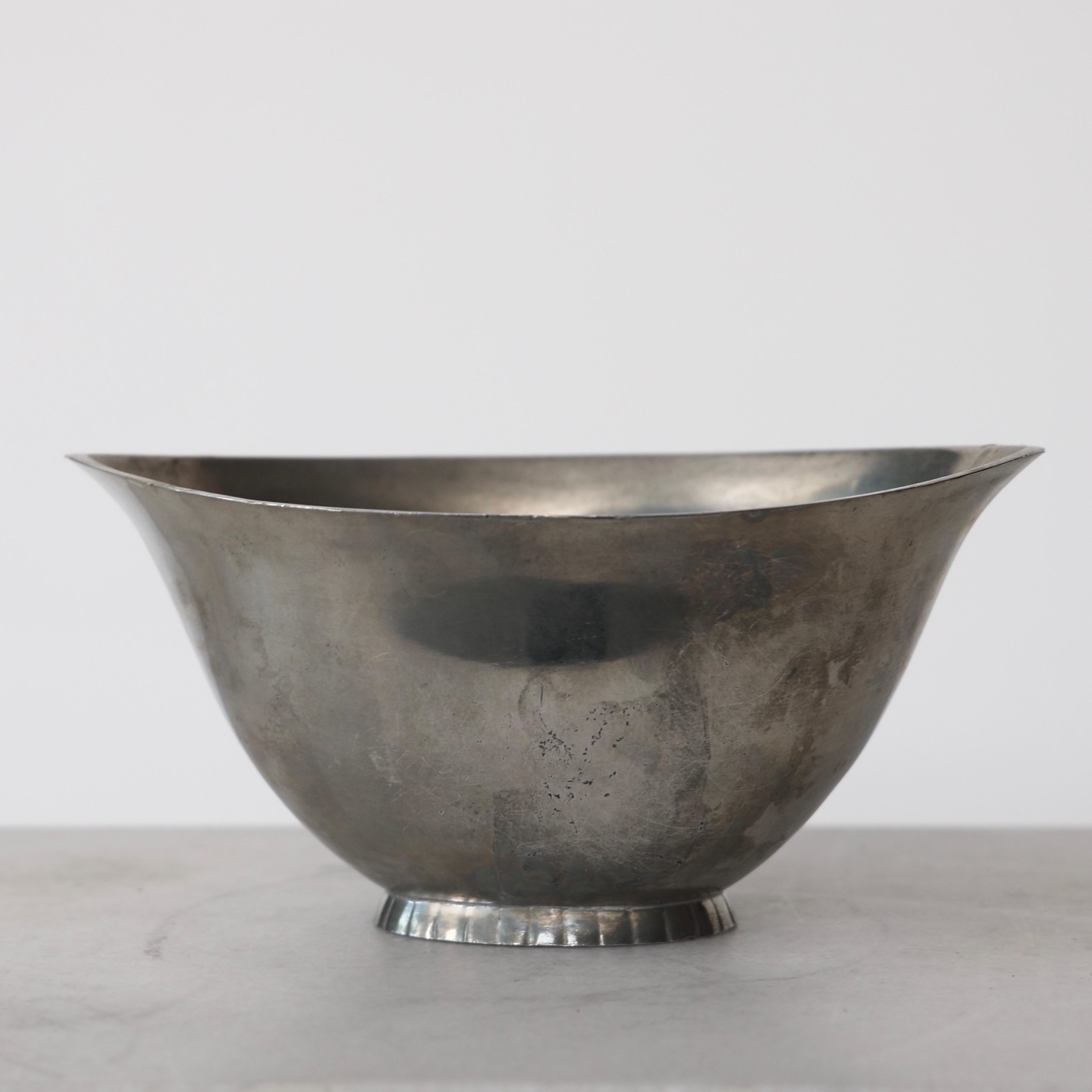 Danish Art Deco Pewter Bowl by Just Andersen, 1920s, Denmark For Sale