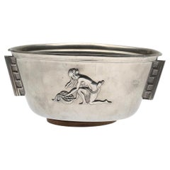 Art Deco Pewter Bowl - Nude Relief by Nordiska Juvelaktiebolaget, Sweden 1937