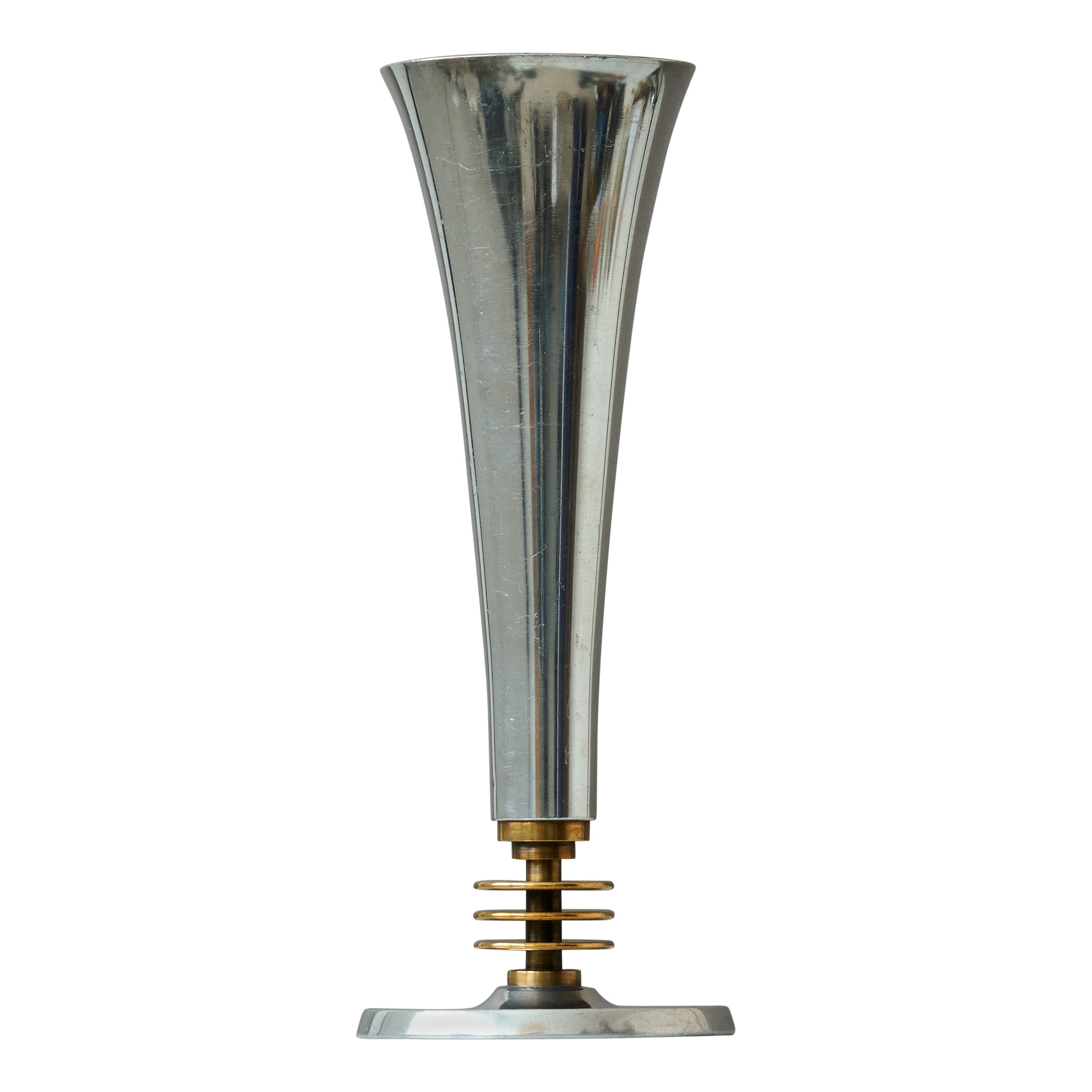 Vaso in peltro e ottone Art Deco di GAB Guldsmedsaktiebolaget, Svezia, 1936 in vendita