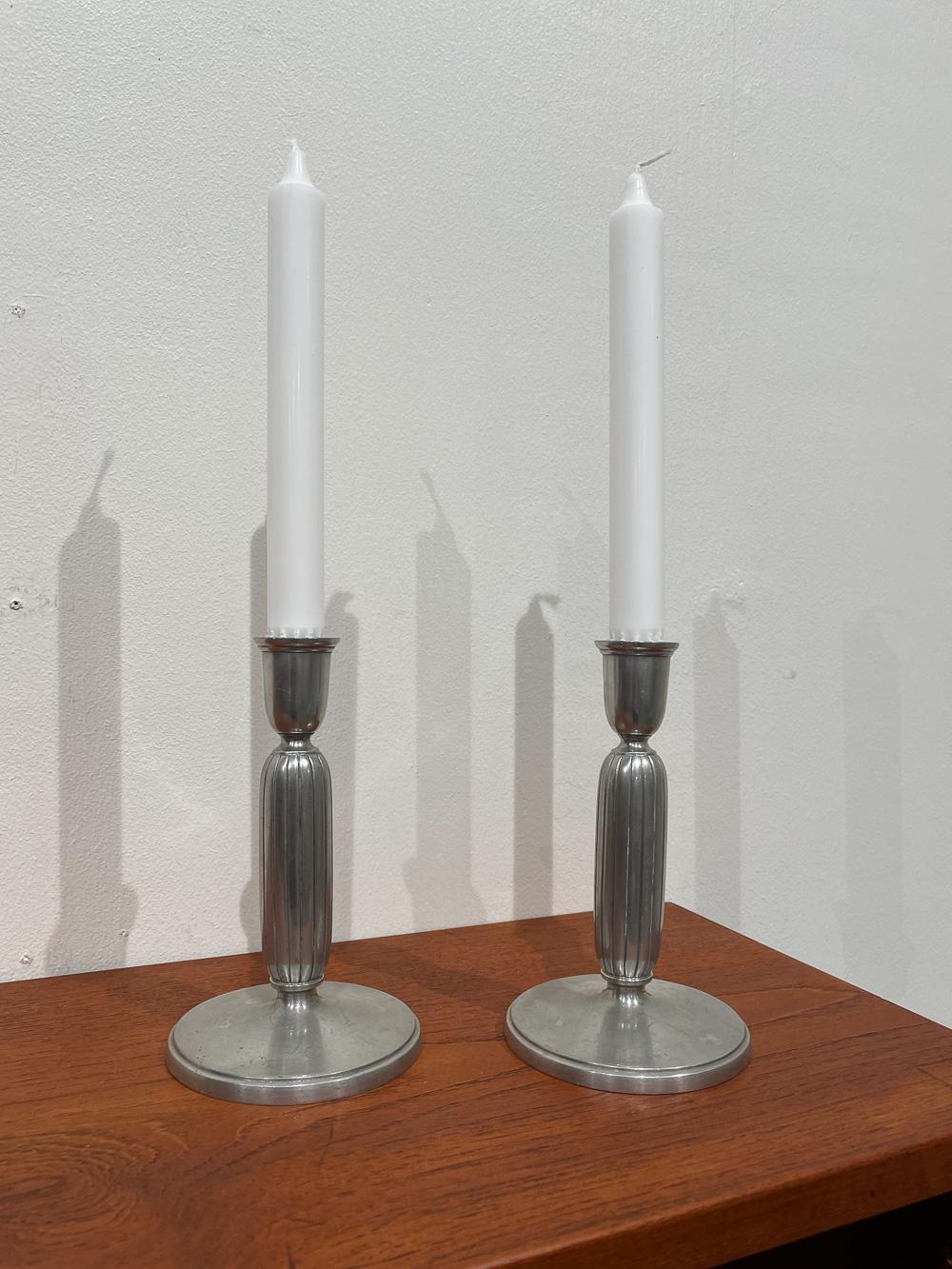Art Deco Pewter Candle Holders by Just Andersen, 1930s. Set of 2. For Sale 10