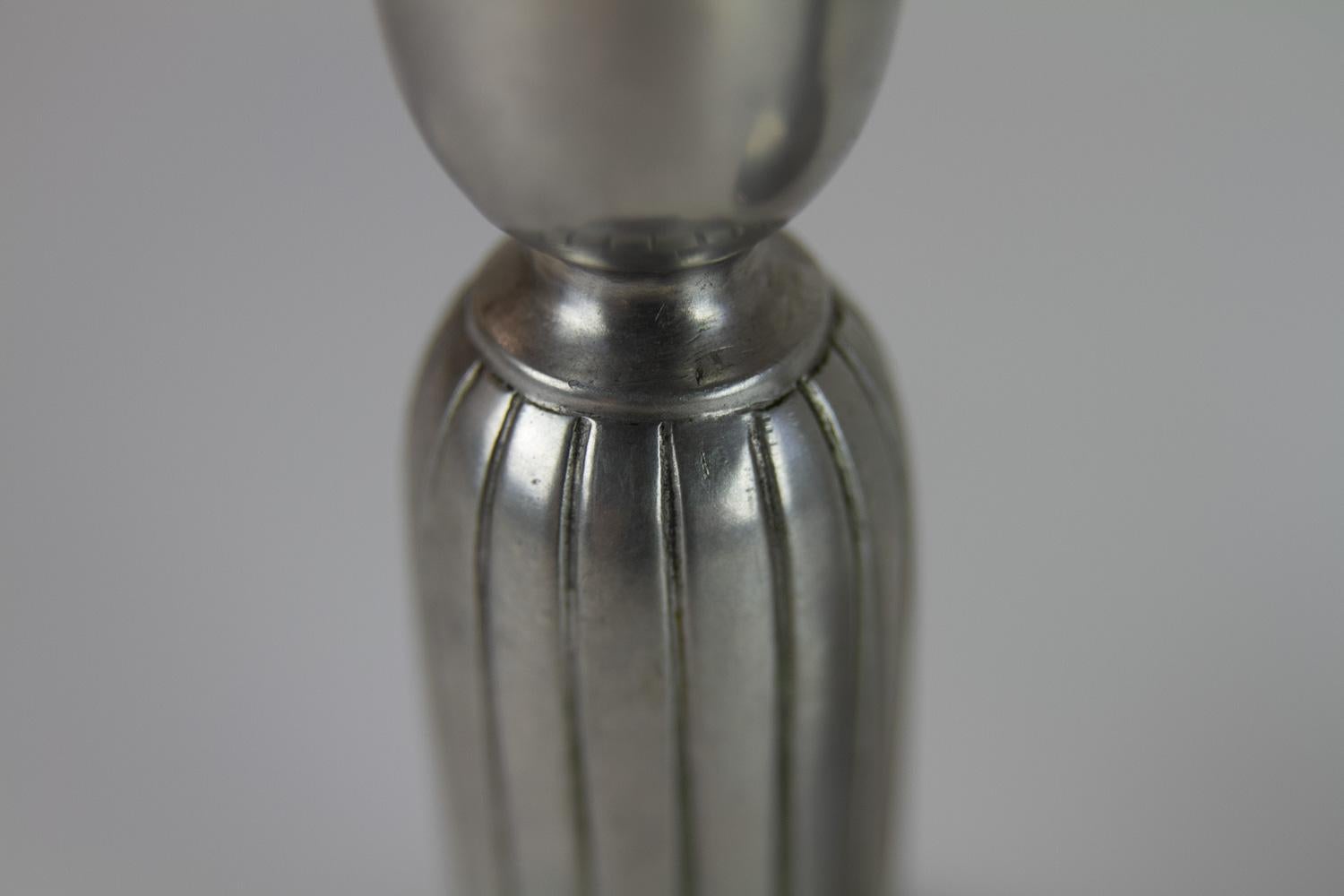Mid-20th Century Art Deco Pewter Candle Holders by Just Andersen, 1930s. Set of 2. For Sale