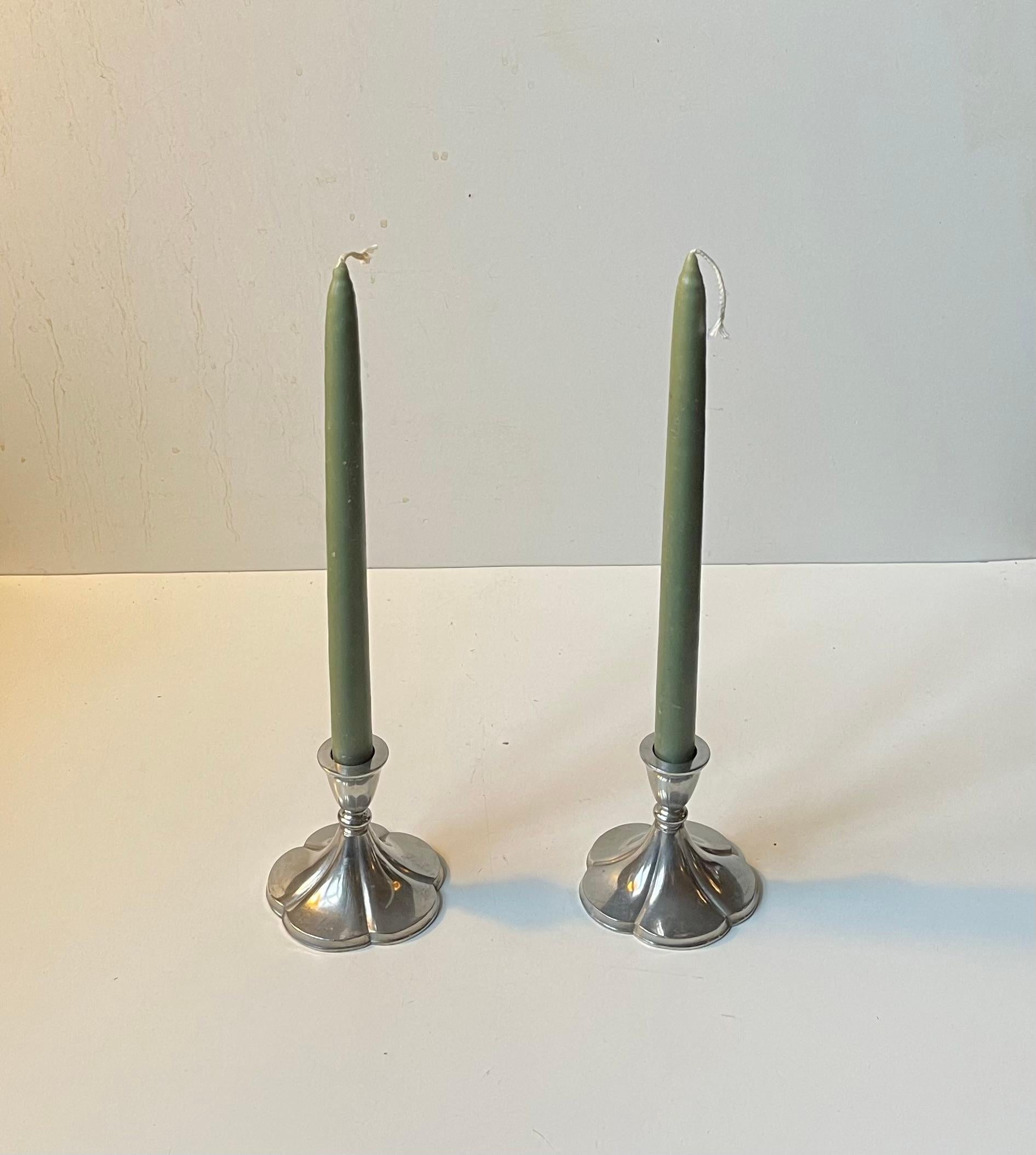Art Deco Pewter Candlesticks by Just Andersen, 1930s For Sale 5