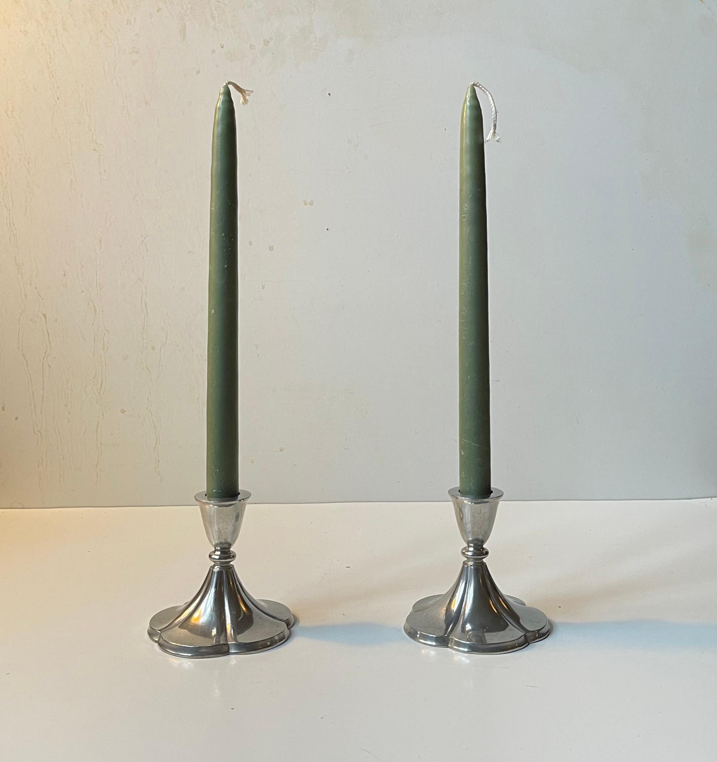 Danish Art Deco Pewter Candlesticks by Just Andersen, 1930s For Sale