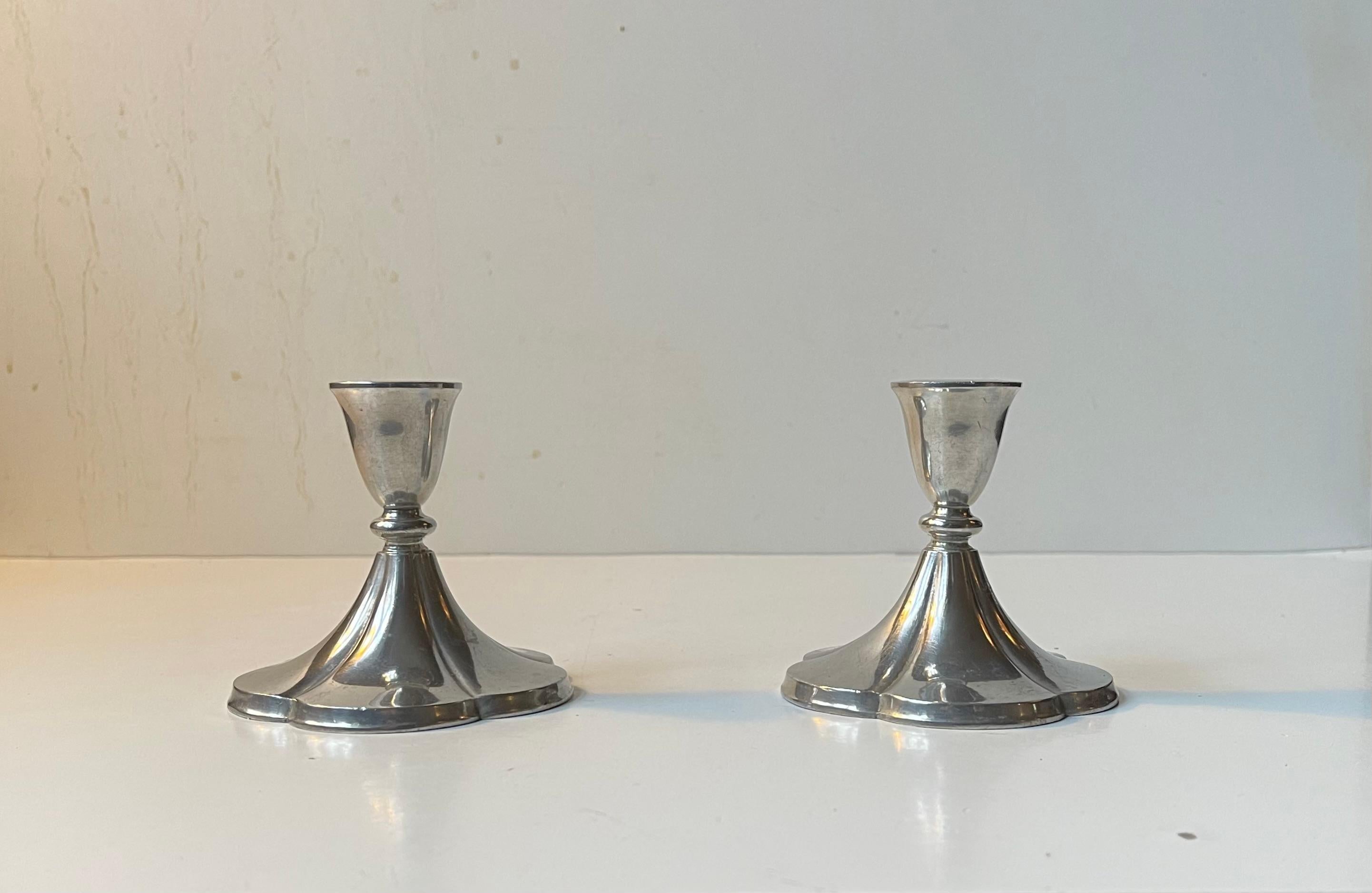 Mid-20th Century Art Deco Pewter Candlesticks by Just Andersen, 1930s For Sale