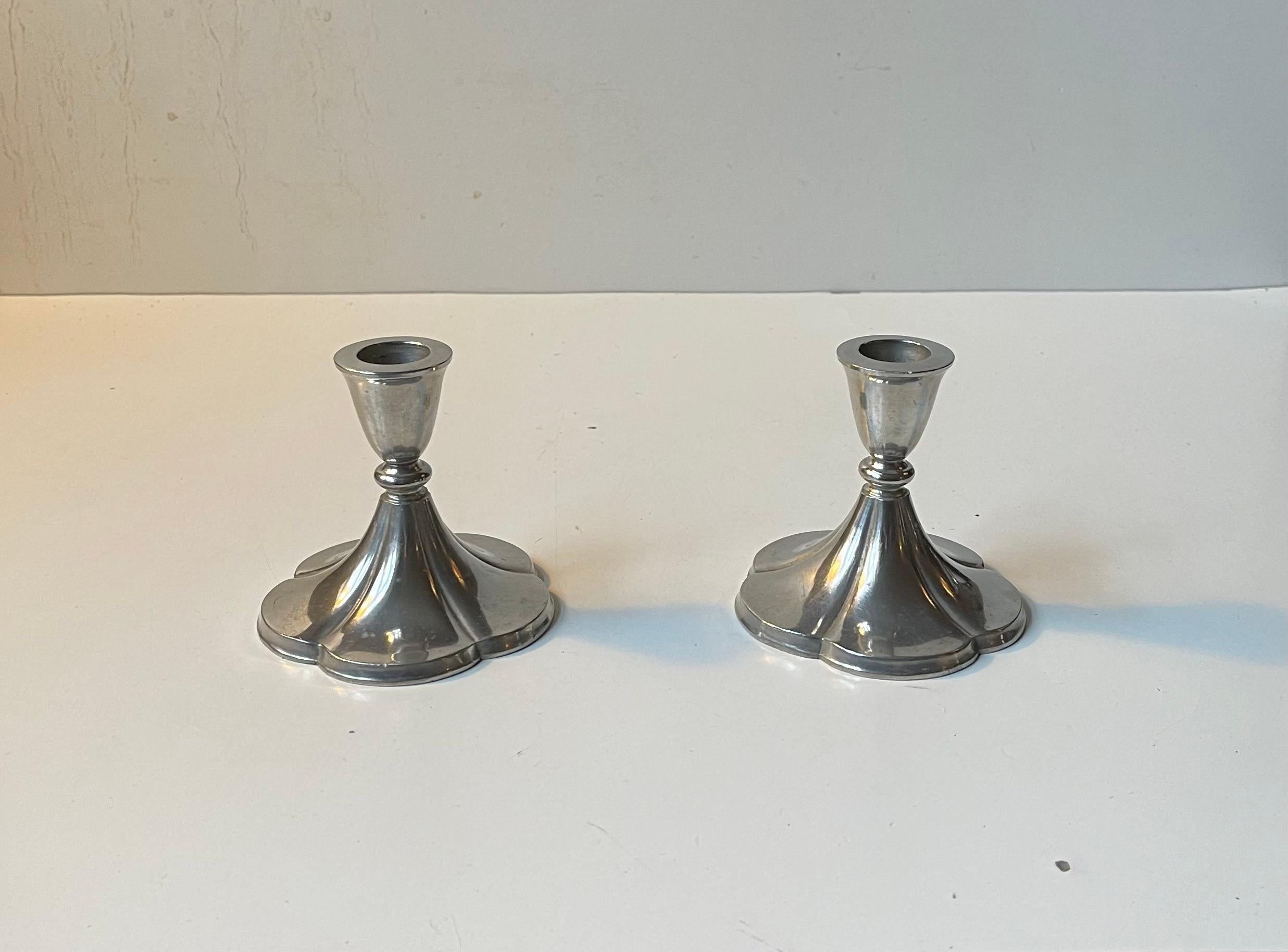 Art Deco Pewter Candlesticks by Just Andersen, 1930s For Sale 1