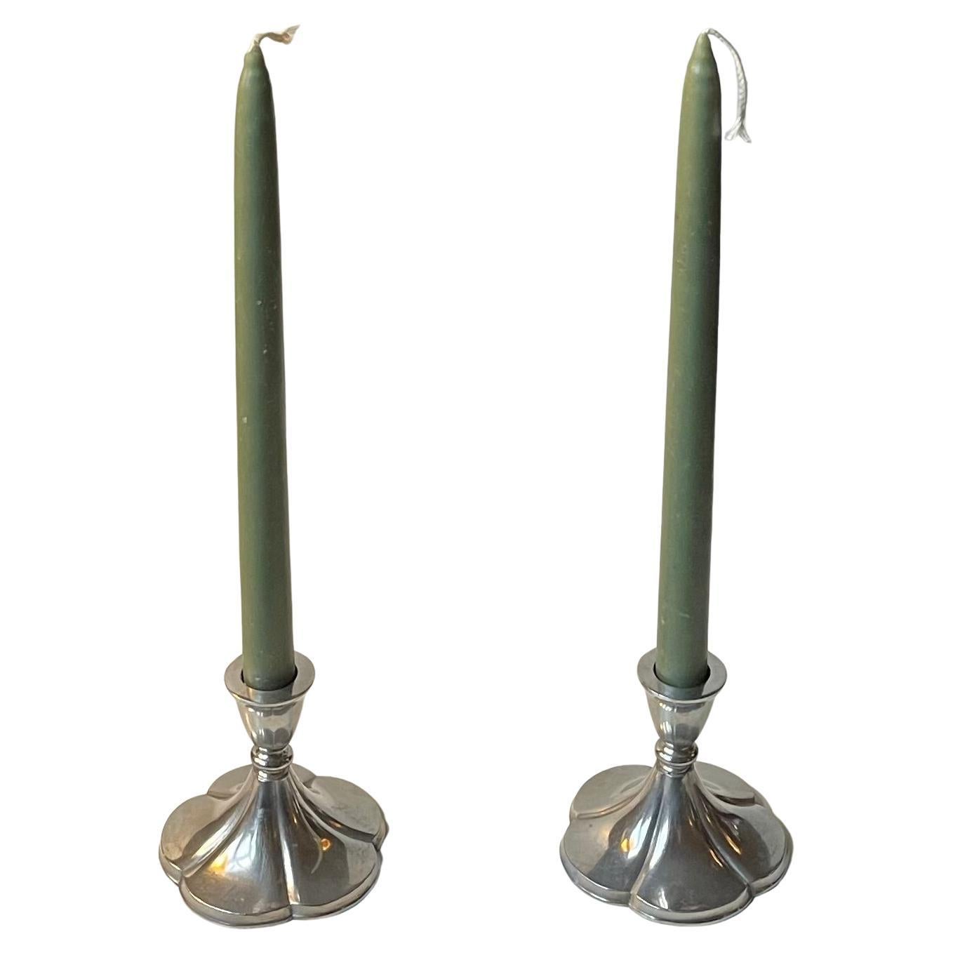Art Deco Pewter Candlesticks by Just Andersen, 1930s For Sale