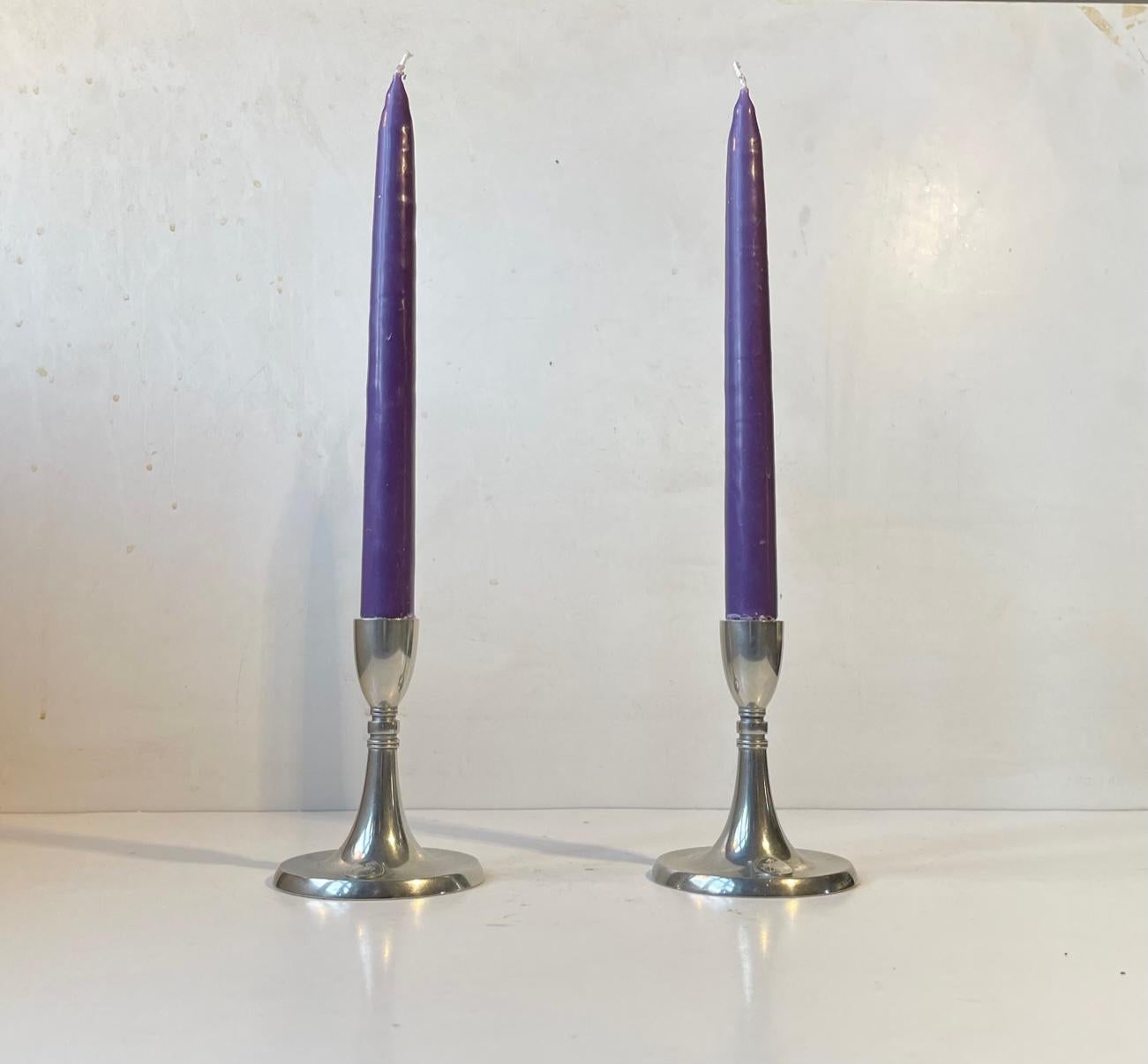 Art Deco Pewter Candlesticks by Just Andersen, 1940s 5