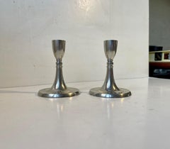 Art Deco Pewter Candlesticks by Just Andersen, 1940s
