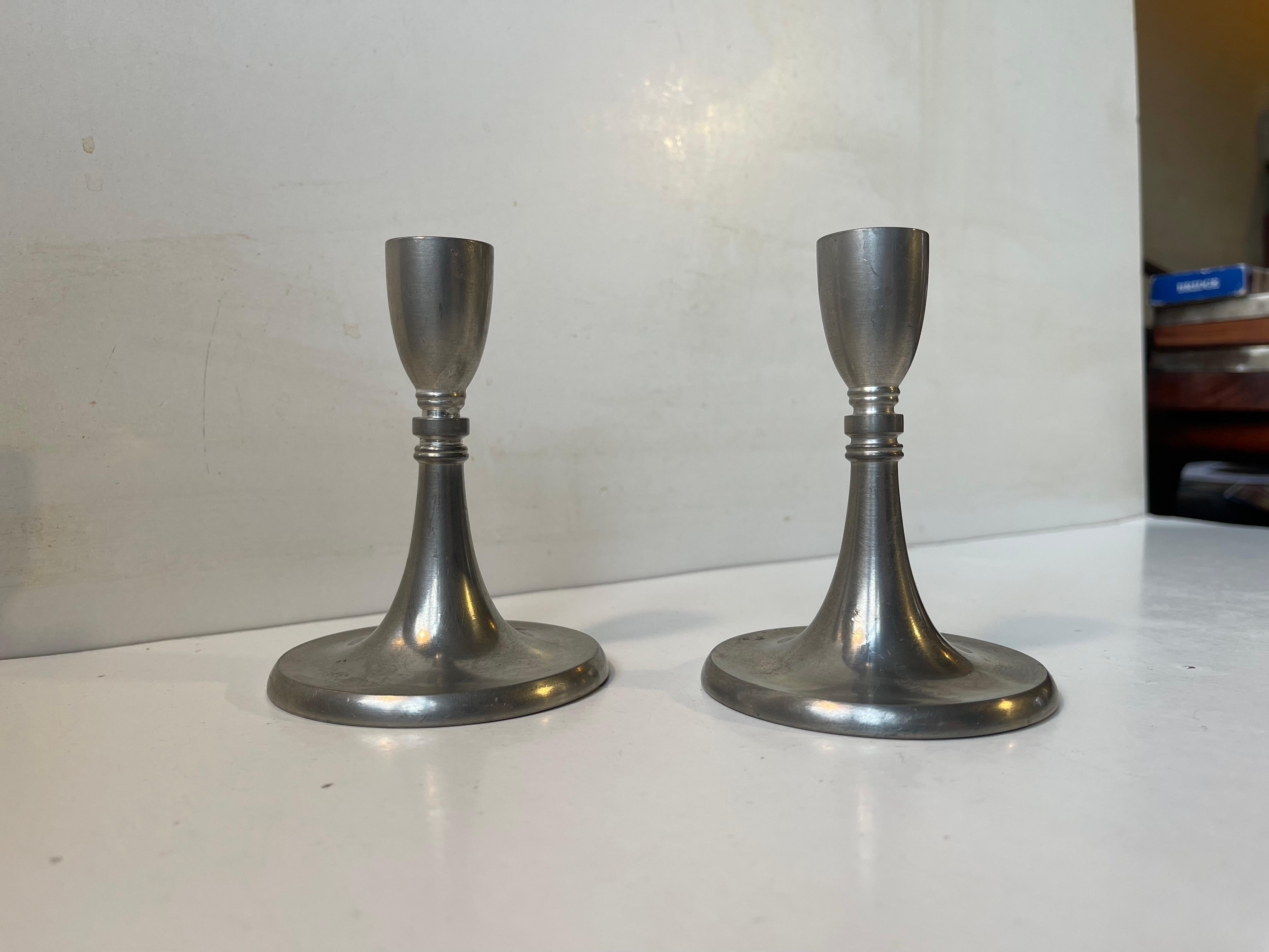Mid-20th Century Art Deco Pewter Candlesticks by Just Andersen, 1940s