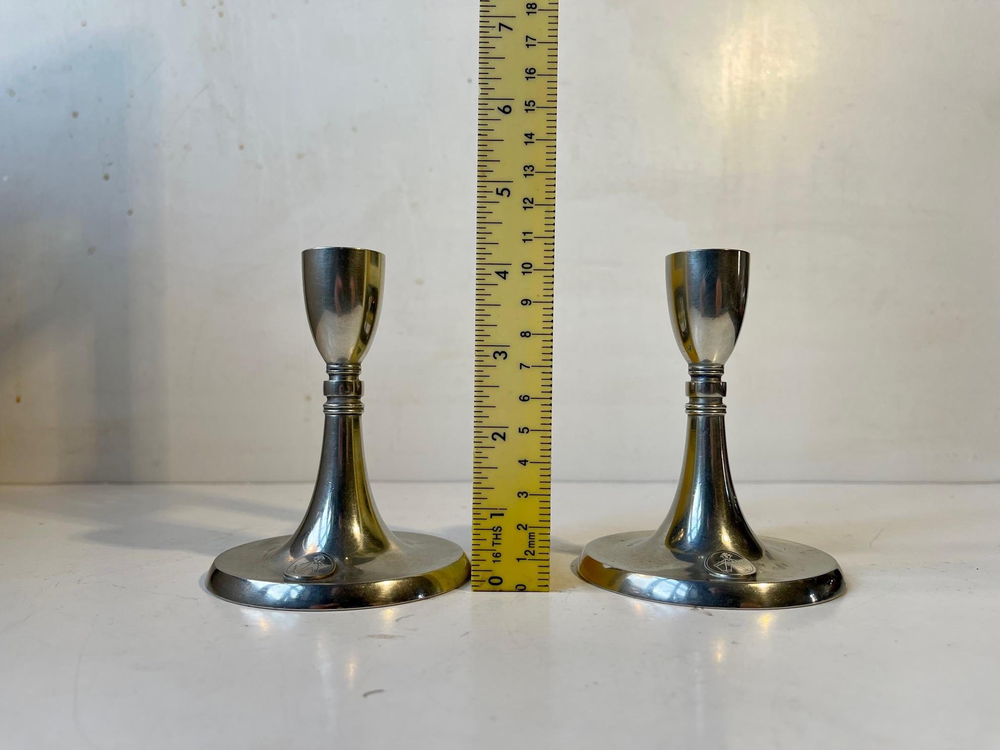 Art Deco Pewter Candlesticks by Just Andersen, 1940s 2