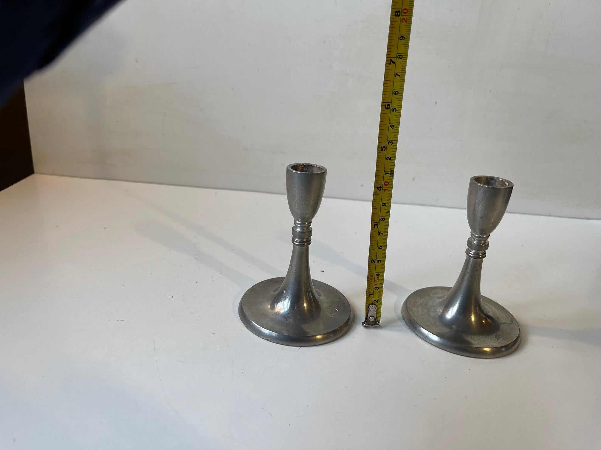 Art Deco Pewter Candlesticks by Just Andersen, 1940s 3