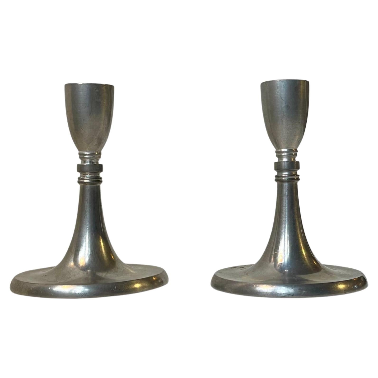Art Deco Pewter Candlesticks by Just Andersen, 1940s