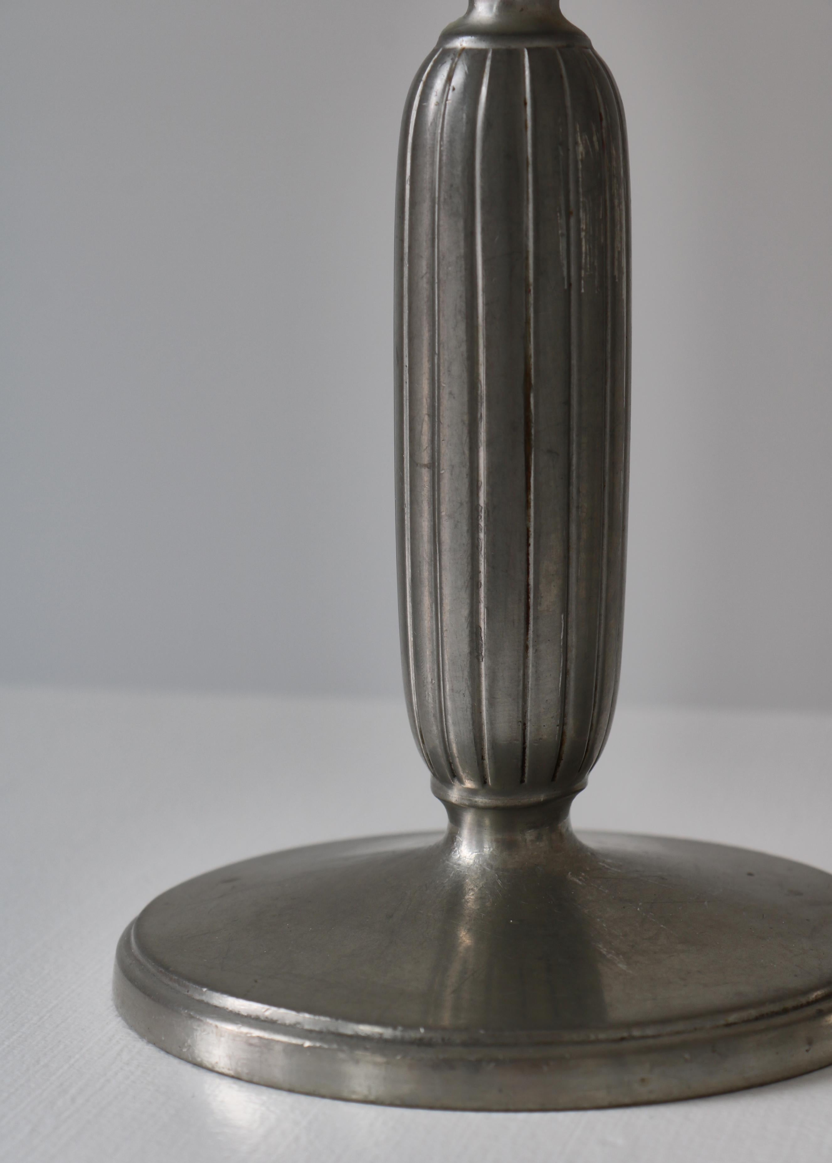 Mid-20th Century Art Deco Pewter Candlesticks by Just Andersen 