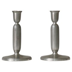 Art Deco Pewter Candlesticks by Just Andersen "Model 2574", 1930s