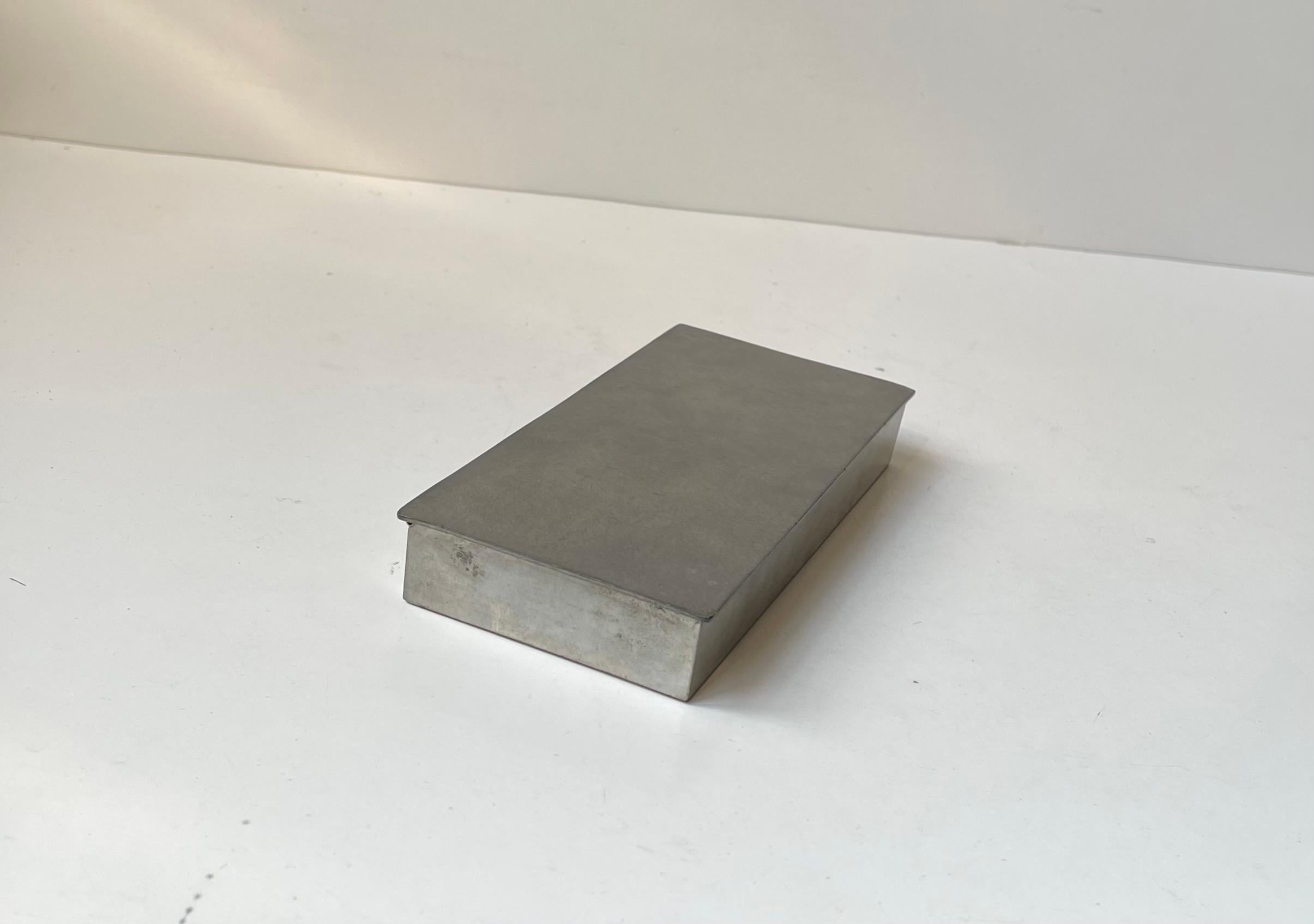 Art Deco Pewter Cigarette Box by Just Andersen, Denmark, 1930s (Hartzinn) im Angebot