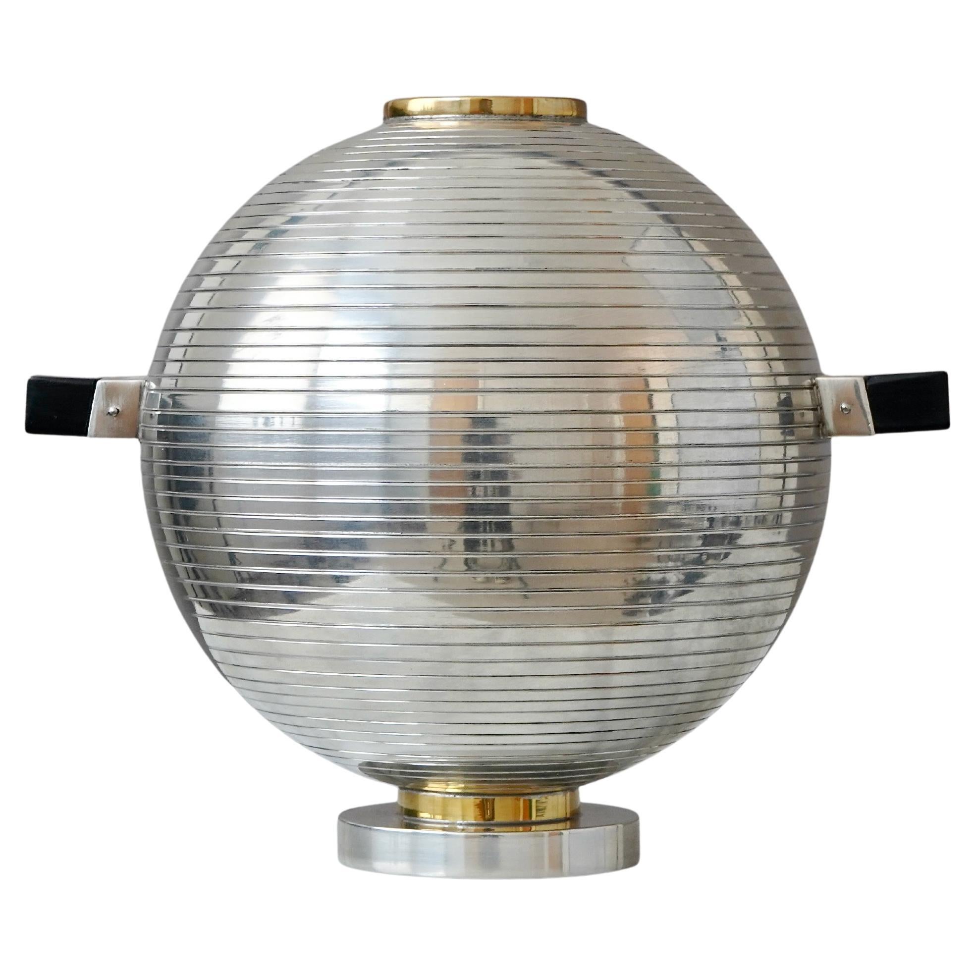 Art Deco Pewter Globe Vase by Nils Fougstedt for Svenskt Tenn, Sweden, 1930.