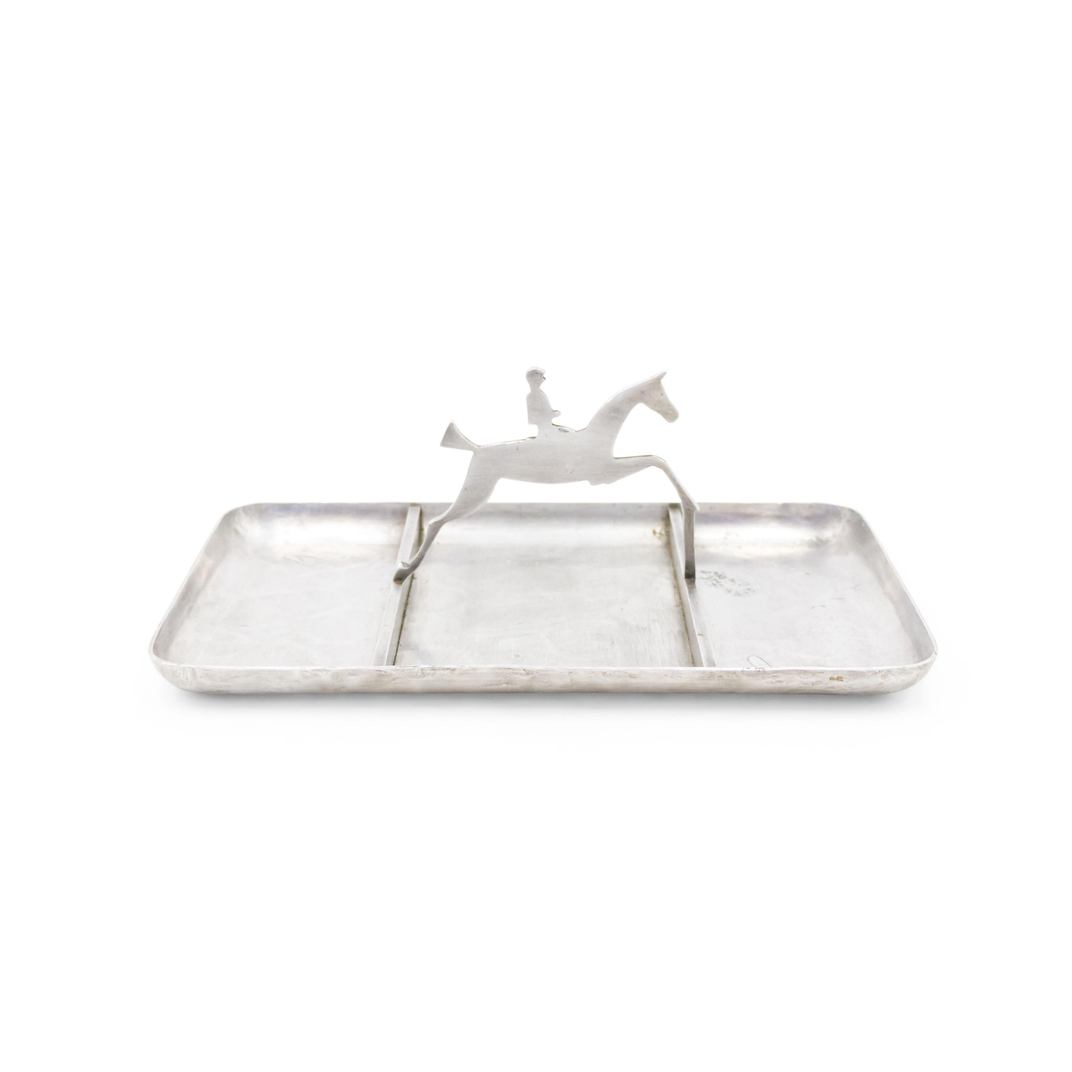 20th Century Art Deco Pewter Horse Ashtray For Sale