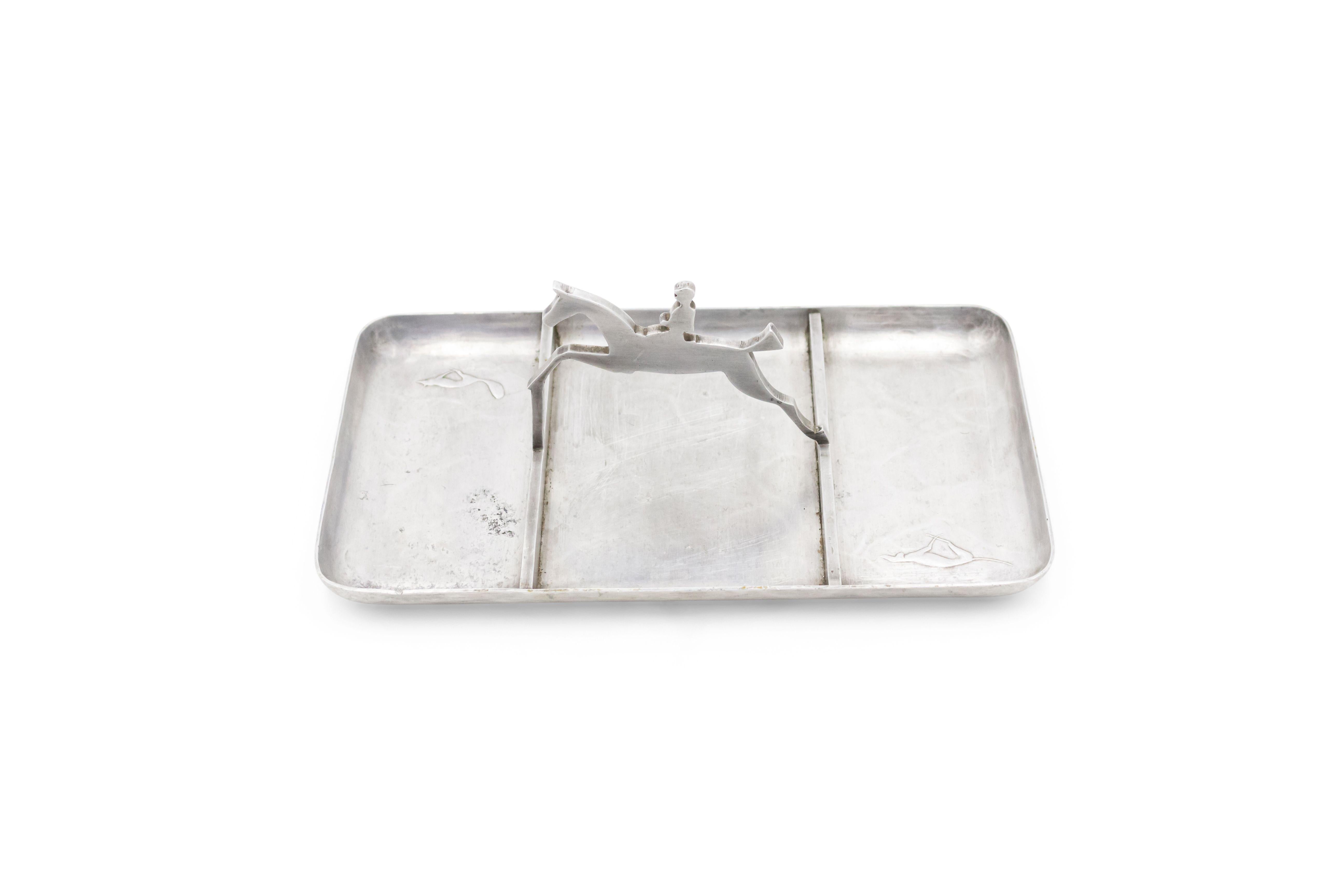 Art Deco Pewter Horse Ashtray For Sale 4