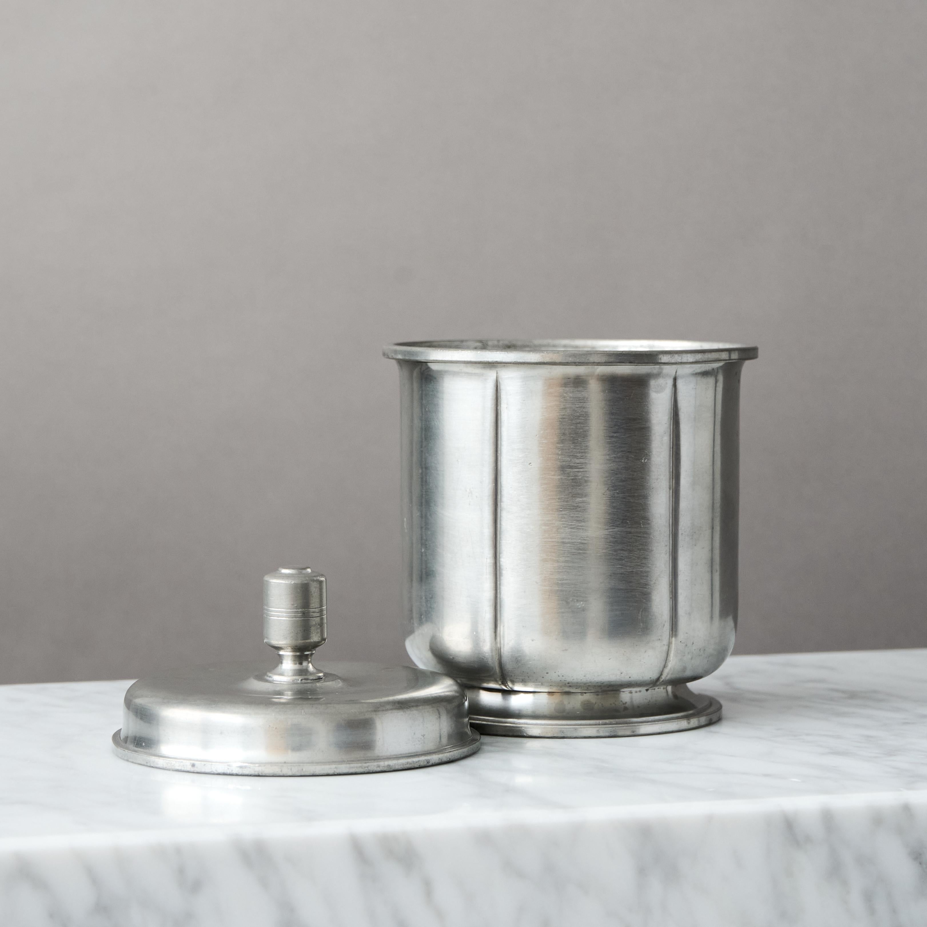 Swedish Art Deco Pewter Lidded Box by GAB Guldsmedsaktiebolaget, Sweden, 1930s For Sale