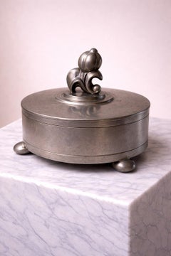 Art Deco Pewter Lidded Box by Sylvia Stave for CG Hallberg, Sweden, 1930s