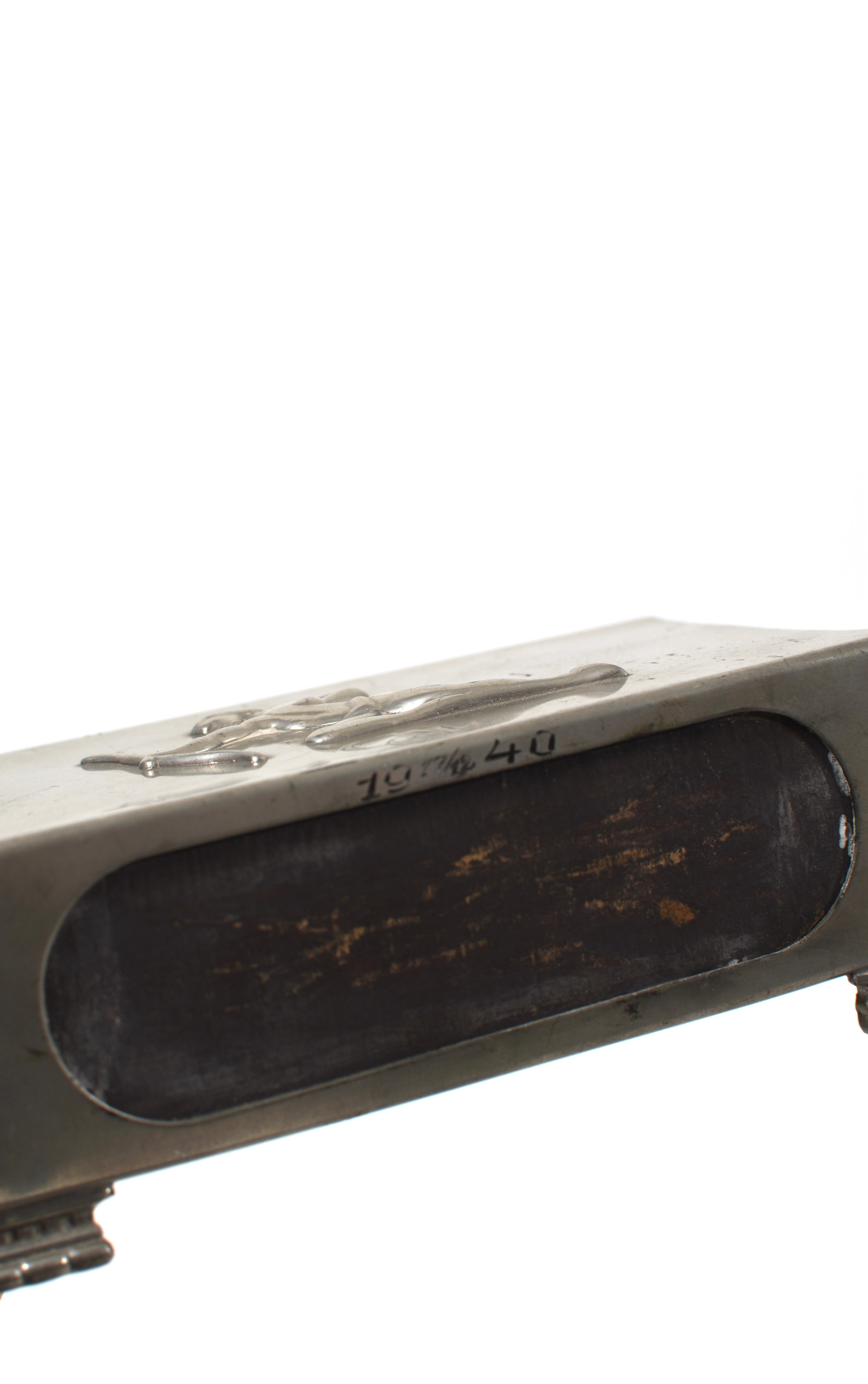 Art Deco Pewter Matchbox Holder with Archer Relief, 1940s For Sale 3
