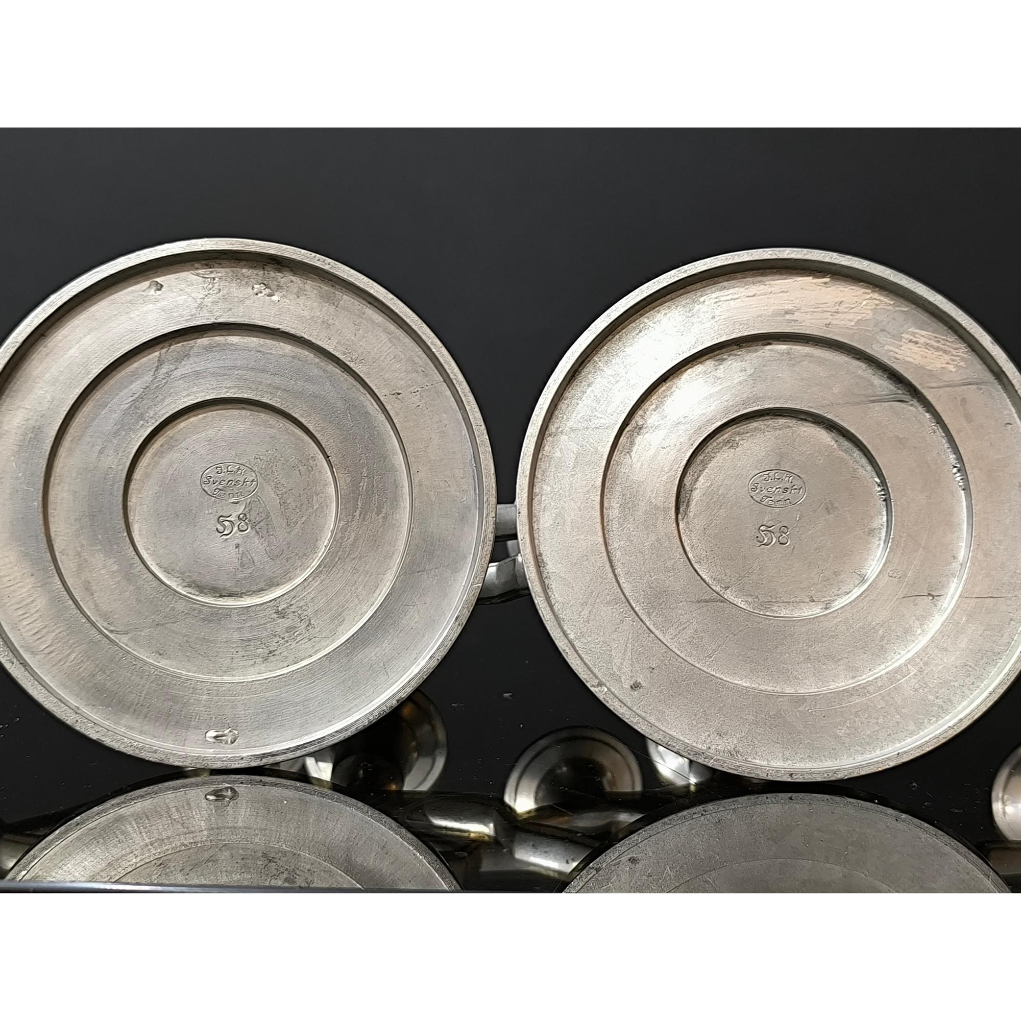 Art Deco Pewter Pair of Candle Holders by JL Hultman, Svenskt Tenn, Sweden 1933 For Sale 5