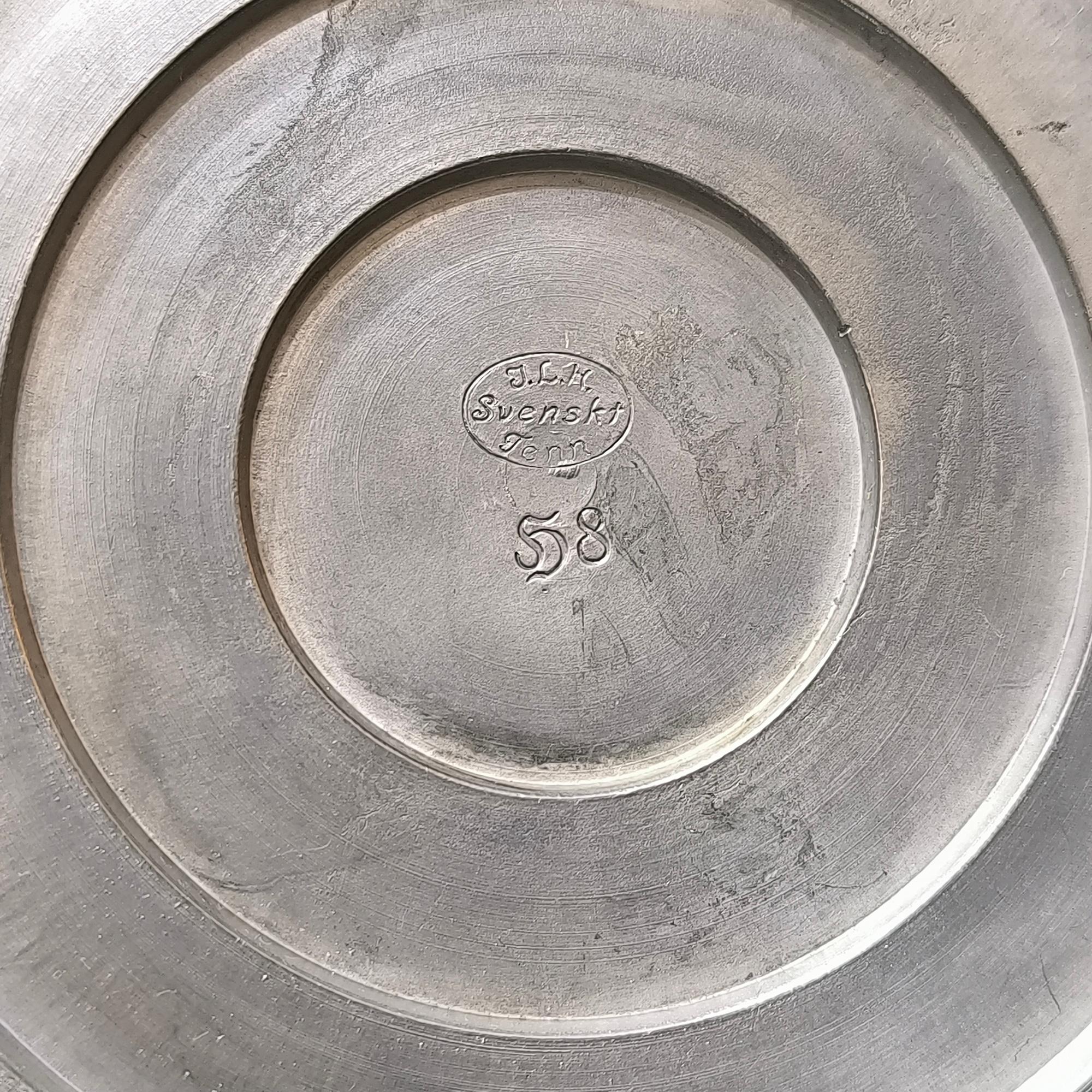 Art Deco Pewter Pair of Candle Holders by JL Hultman, Svenskt Tenn, Sweden 1933 For Sale 6