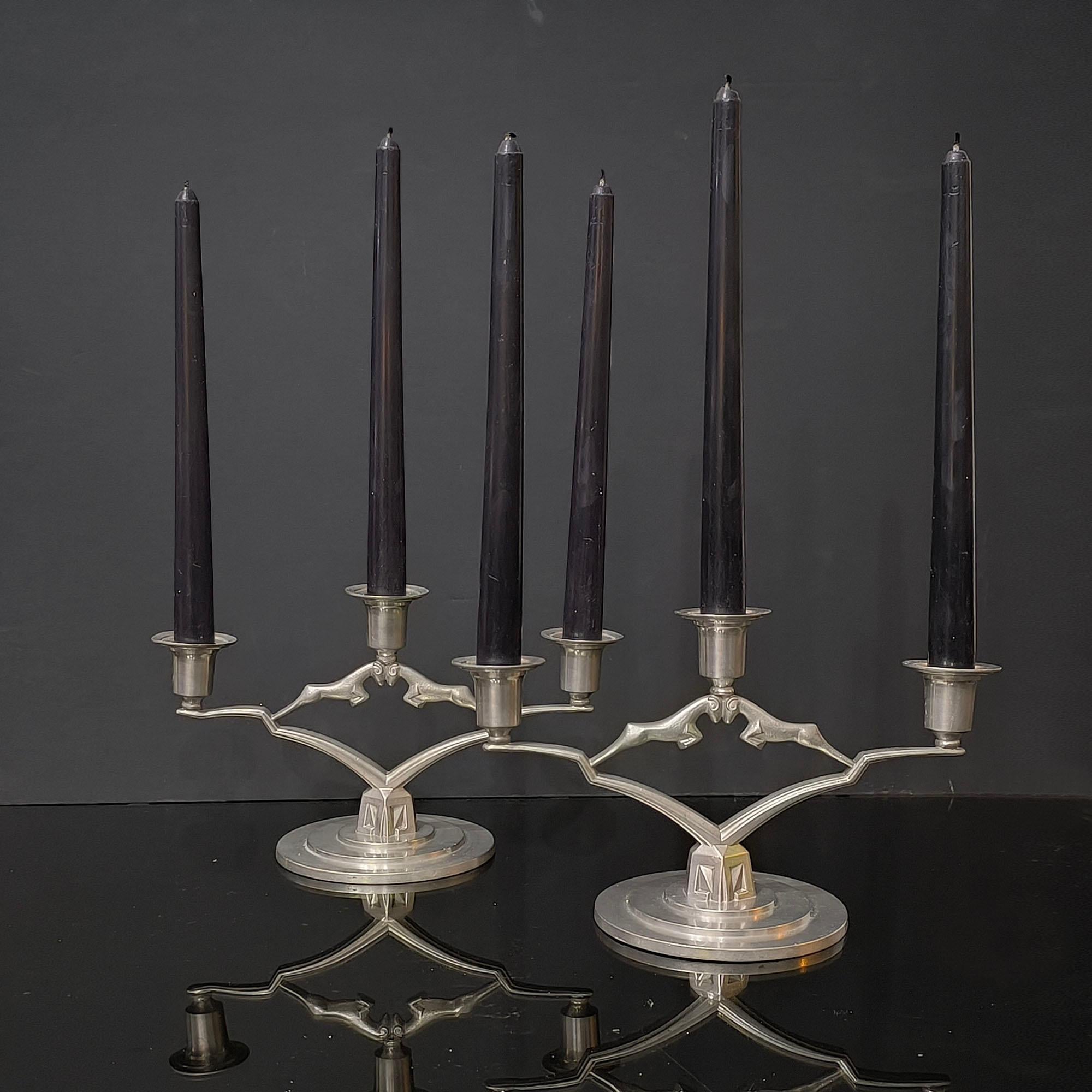 Pair of Swedish Pewter Candelabras by JL Hultman for Svenskt Tenn, Dated 1933 — Sculptural Nordic Modernism
A striking pair of three-light pewter candelabras designed by JL Hultman for Svenskt Tenn, Sweden’s iconic purveyor of modernist design.