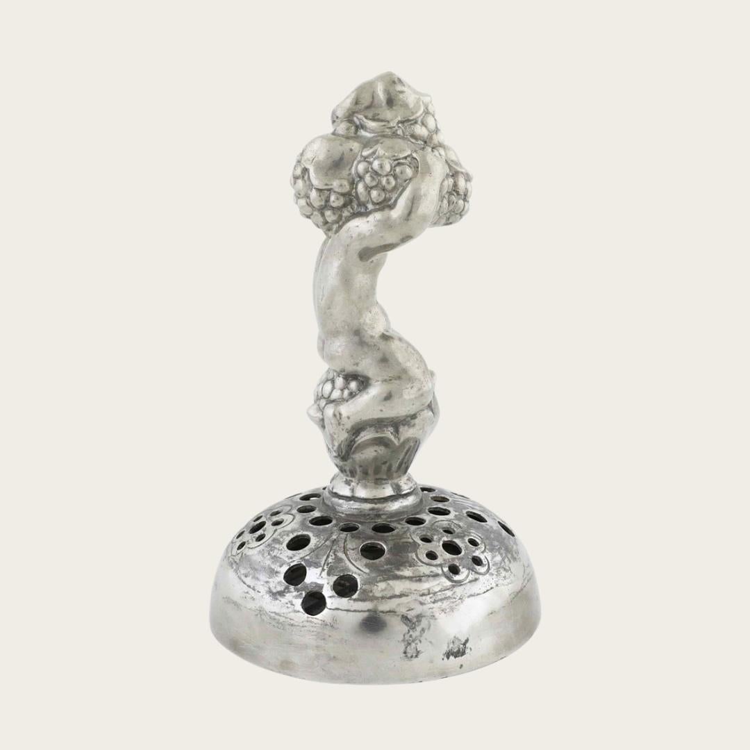 Danish Art Deco Pewter Sculpture and Stem Vase / Flower Frog by Just Andersen For Sale