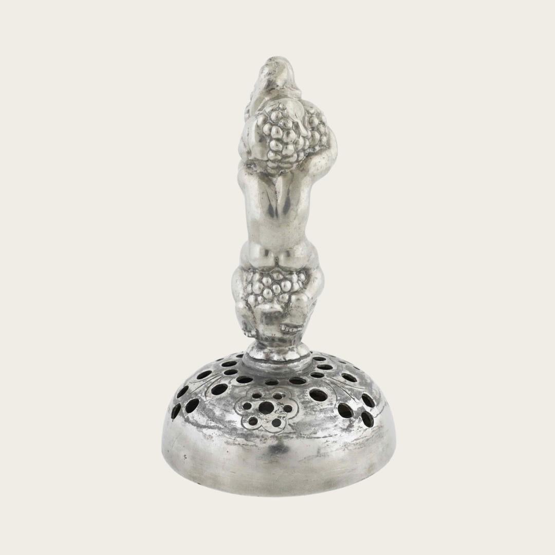 Art Deco Pewter Sculpture and Stem Vase / Flower Frog by Just Andersen In Good Condition For Sale In Brooklyn, NY