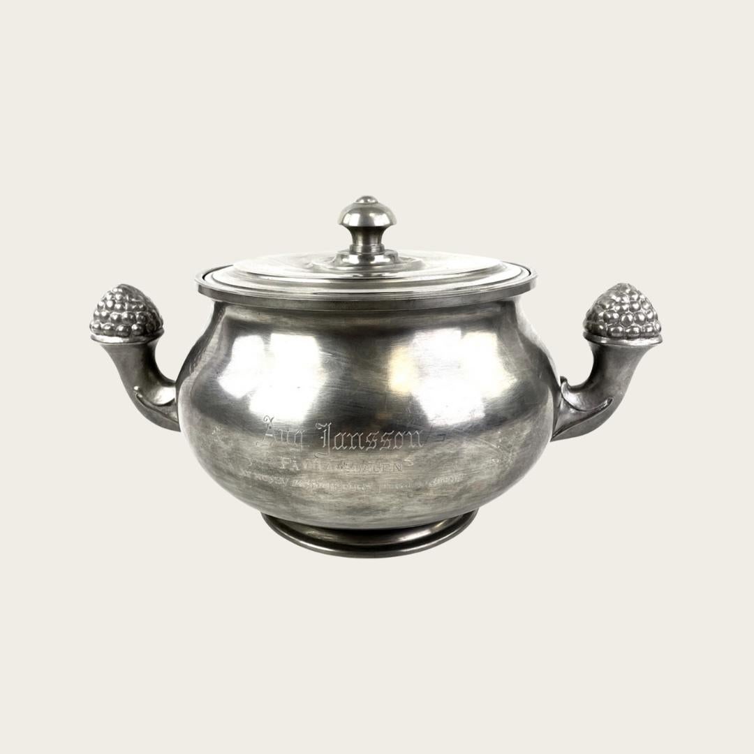 Swedish Art Deco Pewter Terrine with Lid by GAB Sweden For Sale