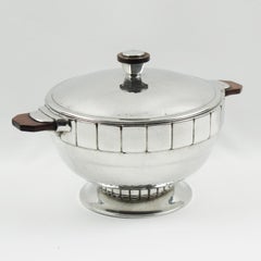 Art Deco Pewter Tureen Covered Dish Centerpiece by H.J. Swiss, circa 1940