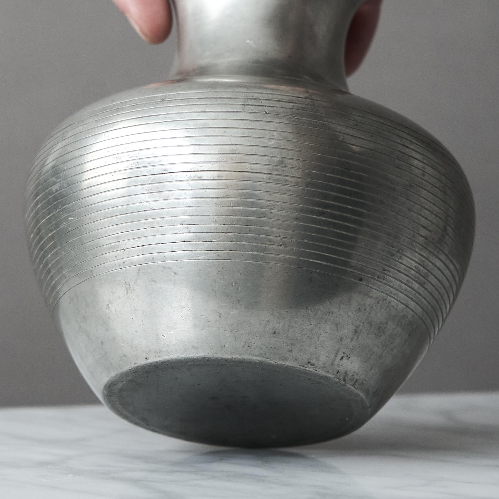 Mid-20th Century Art Deco Pewter Vase by GAB Guldsmedsaktiebolaget, Sweden, 1933 For Sale