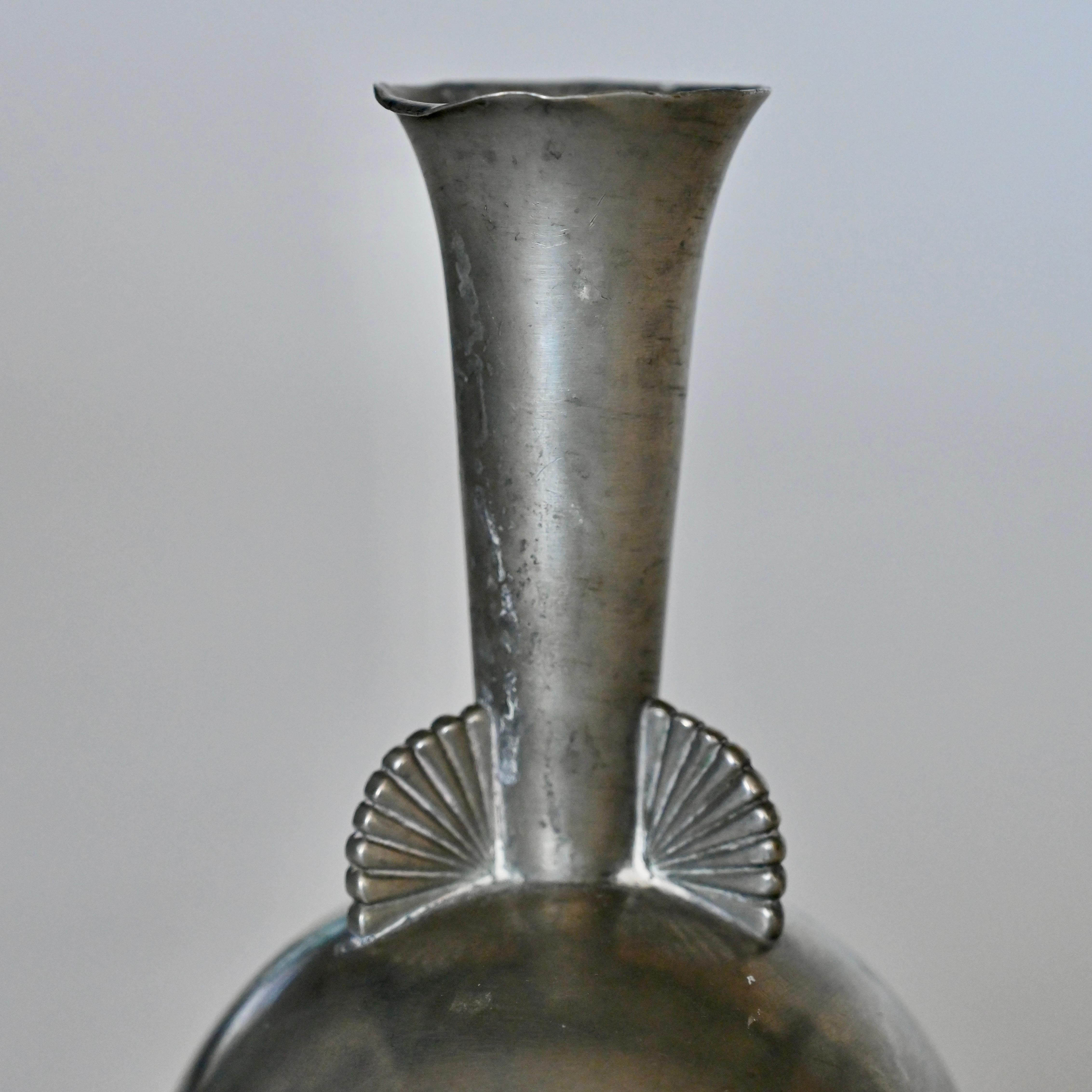 Art Deco pewter Vase for C.G Hallberg In Good Condition In Venice, CA