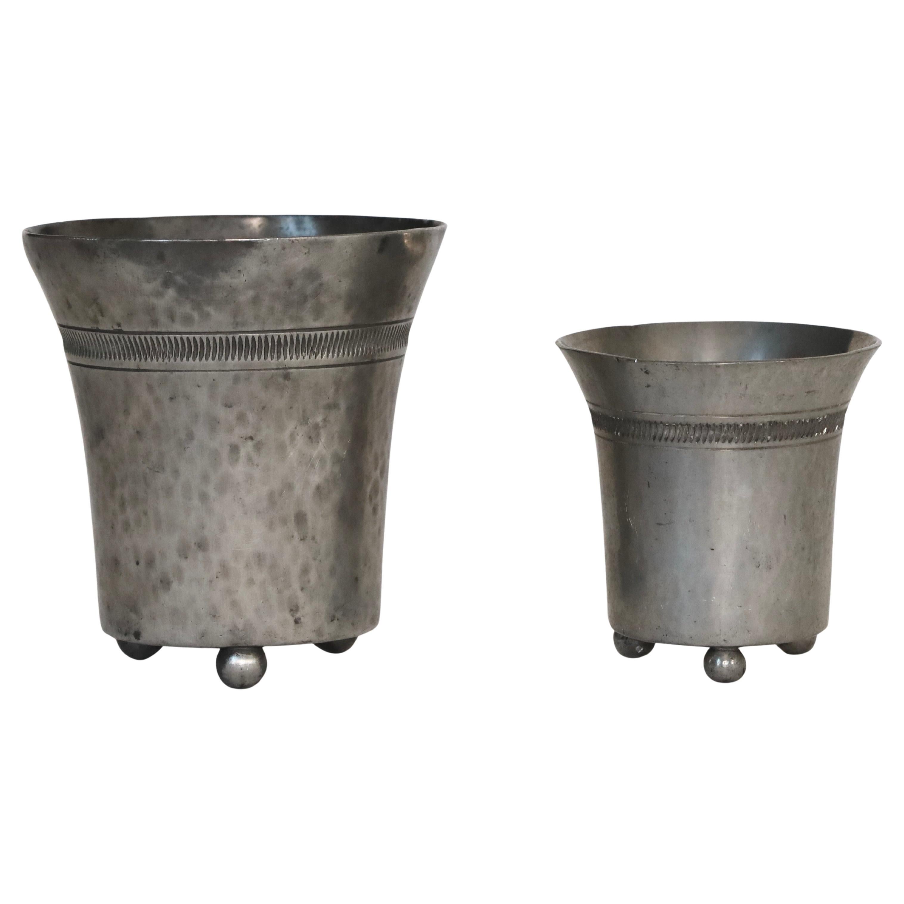 Vases Art déco en étain par Just Andersen, années 1920, Danemark