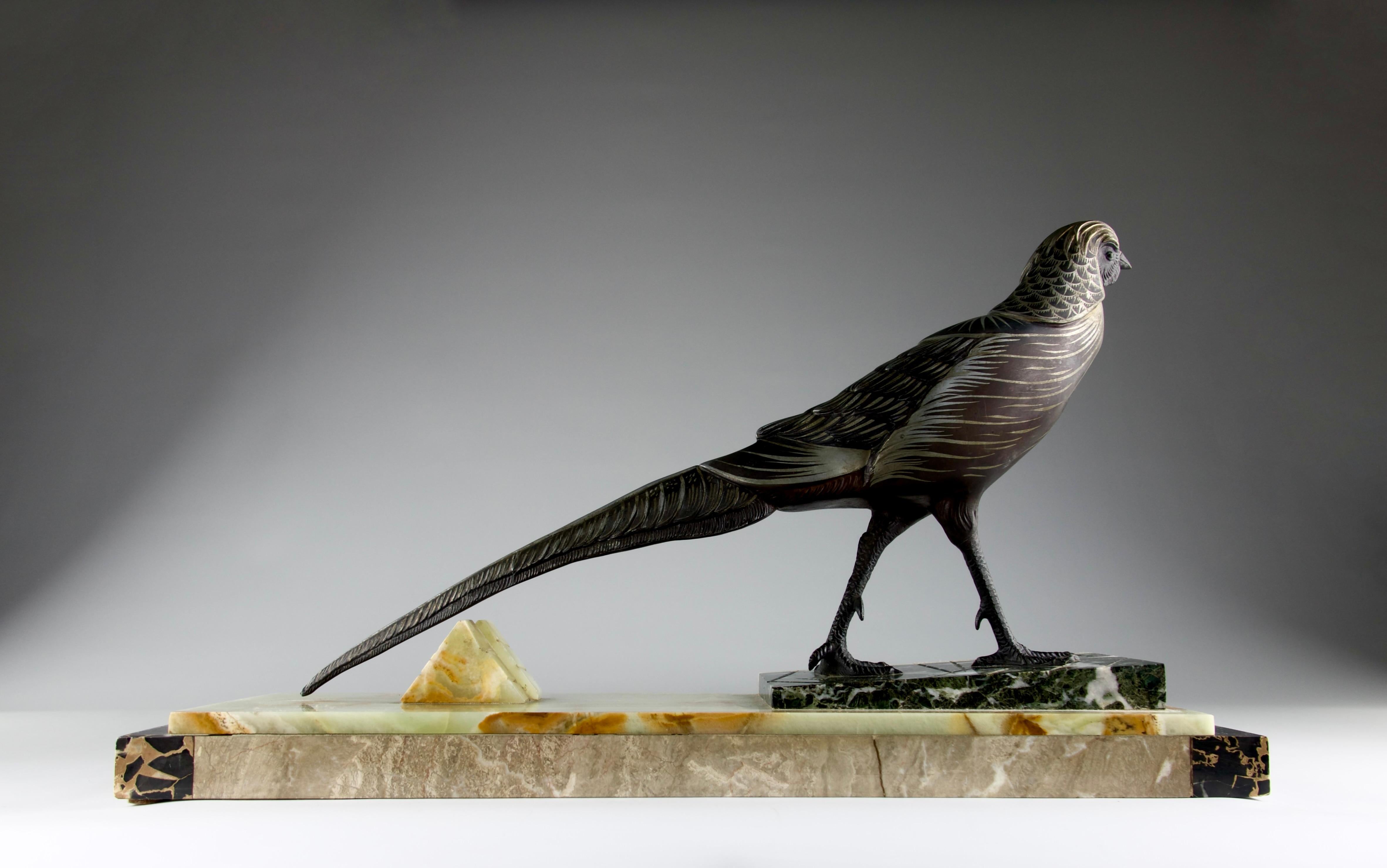 Art Deco Pheasant Sculpture, French, 1930s For Sale 5